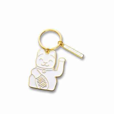 Donkey Products Schlüsselanhänger Lucky Cat Key Ring Weiß, Maneki Neko