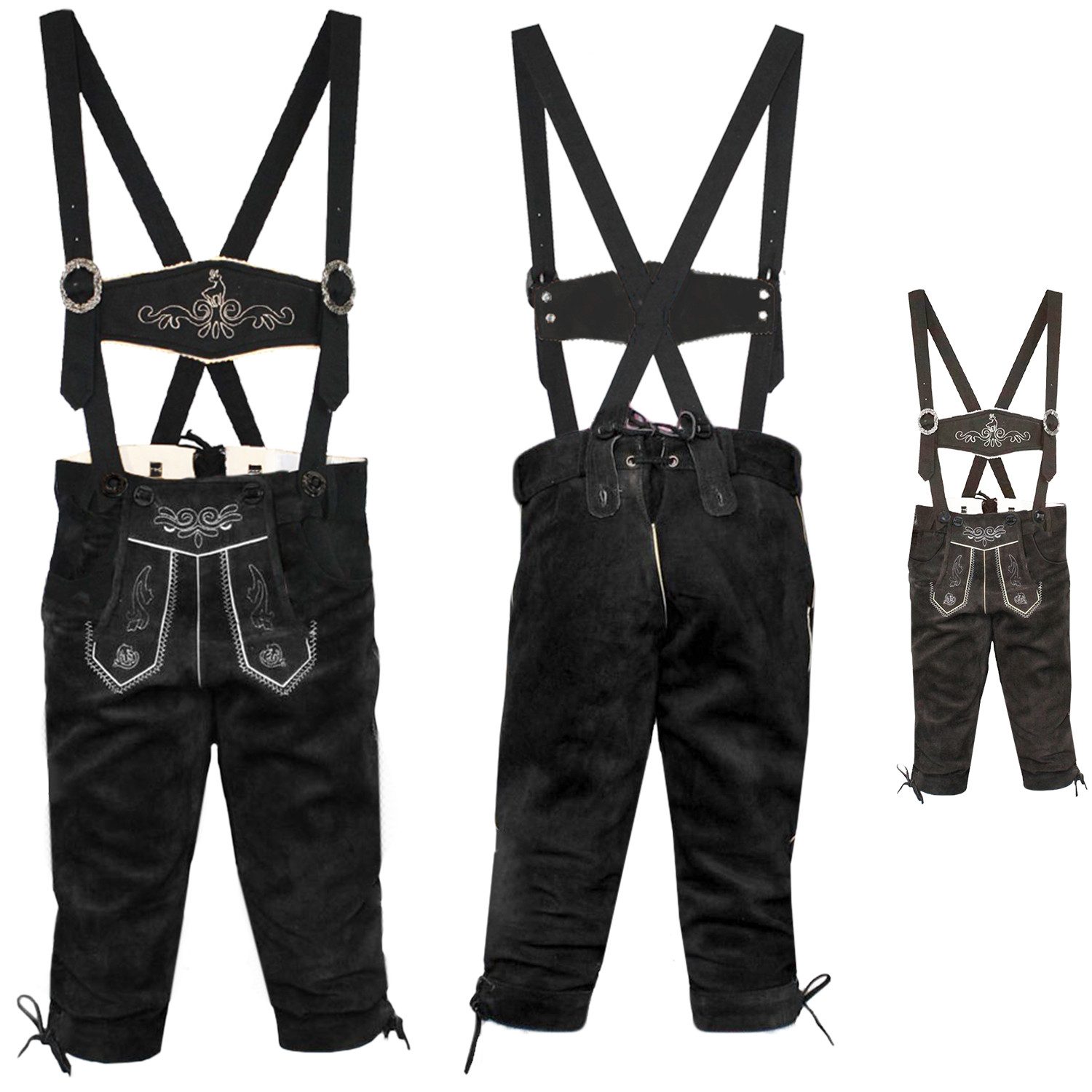 German Wear Trachtenlederhose GW900 Kinder Trachten lederhose mit Hosenträgern