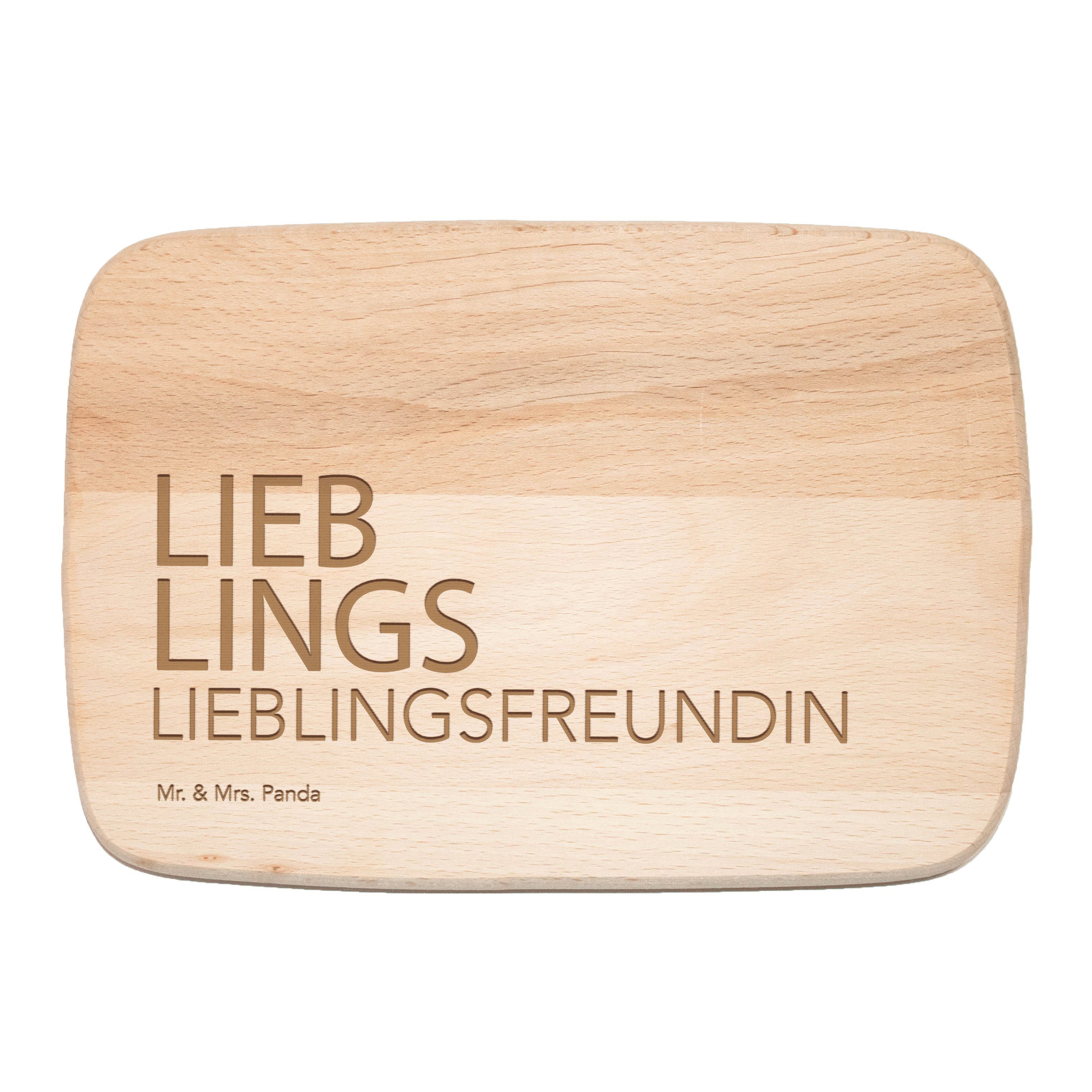 Transparent Lieblingsfreundin - (1-St) FSC Mrs. & Lieblings Frühstücksbrett Mr. Geschenk, Panda Mensch, Herz, F, - Buchenholz,