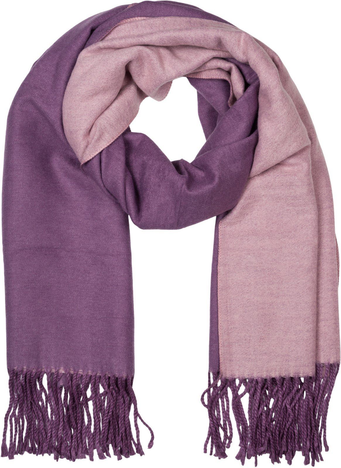 styleBREAKER Modeschal 2-Farbiger Schal mit Fransen, (1-St)