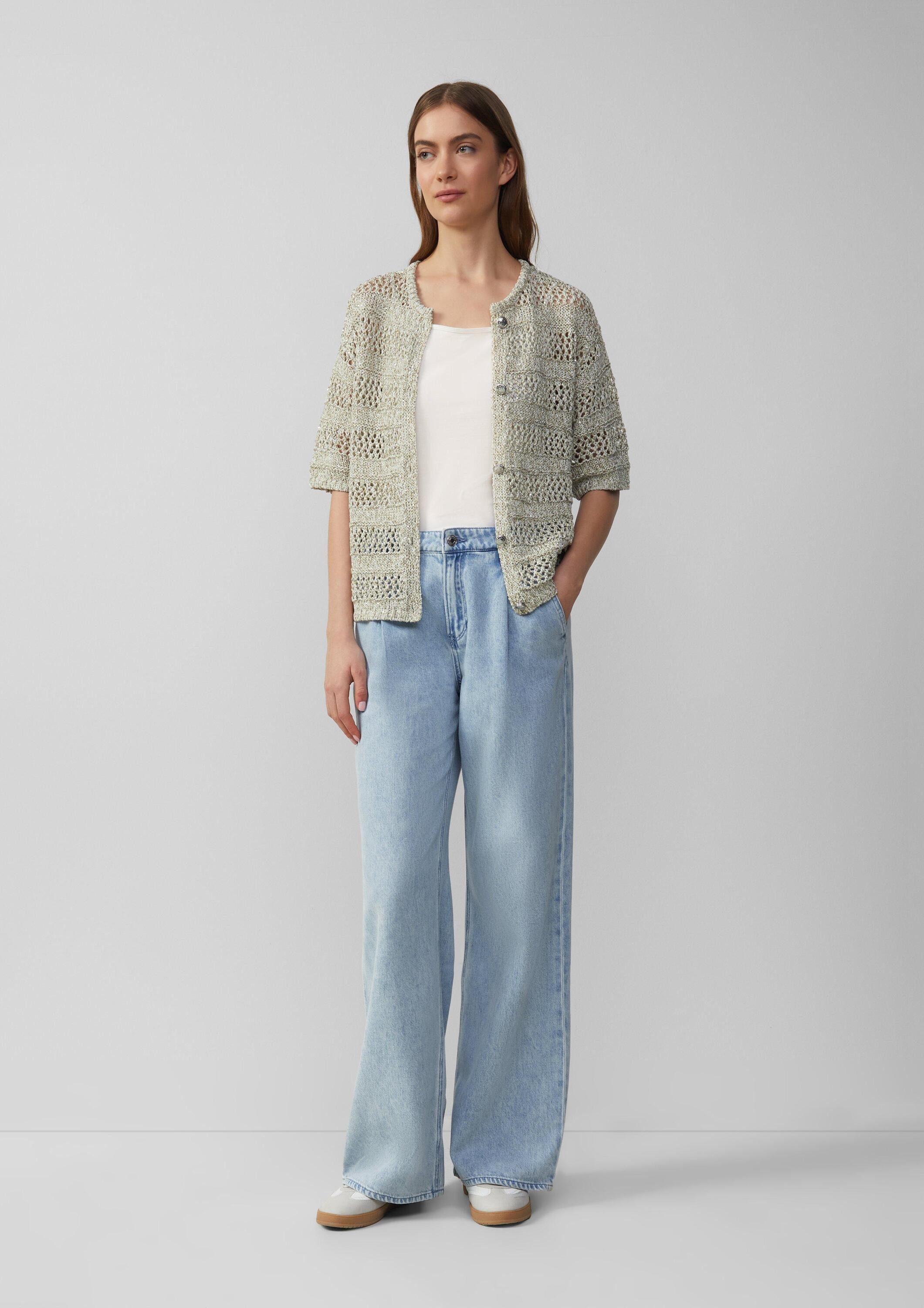 s.Oliver Cardigan Strickjacke Ajour-Strickjacke mit Glitzereffekt