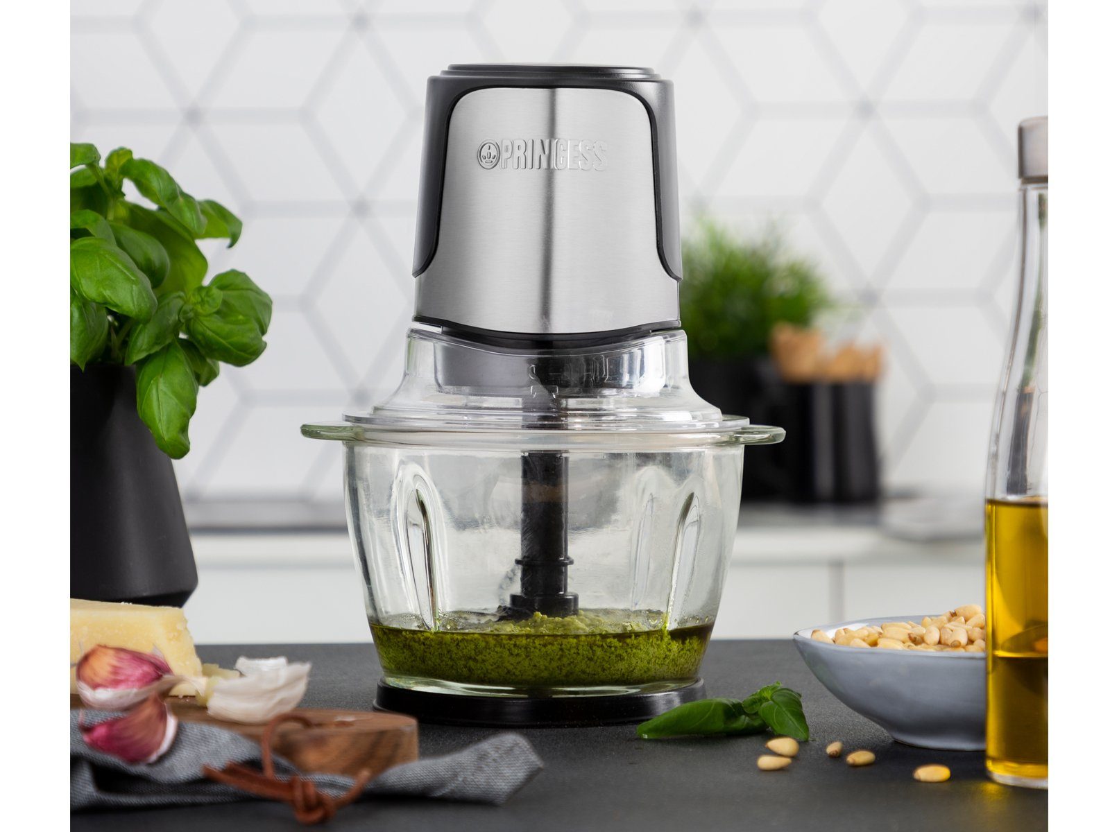 PRINCESS Zerkleinerer, 300 W, Elektrischer Food Chop-per Mehrzweck Zwiebel Gemüse-Schneider Mixer