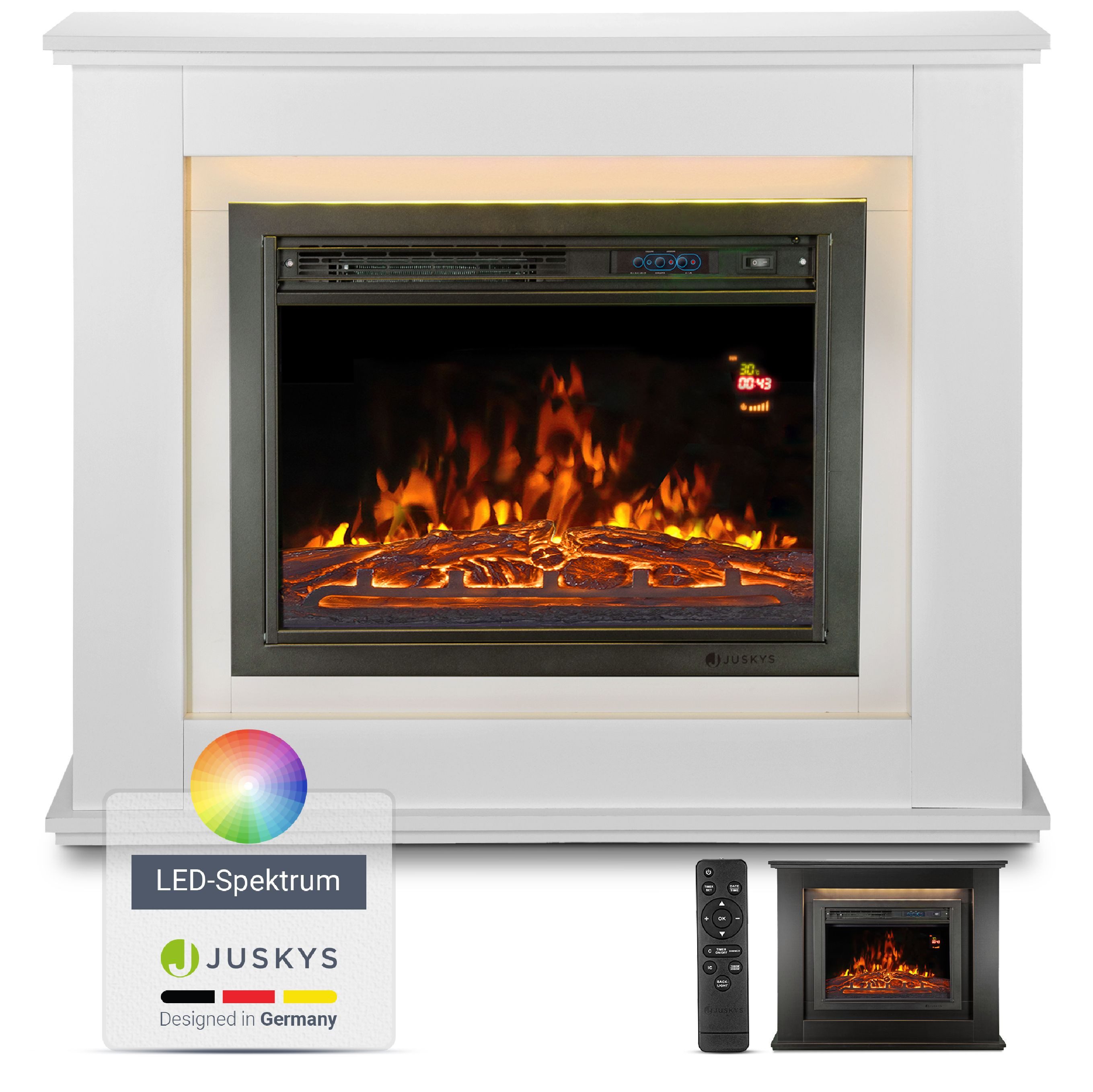 Juskys Elektrokamin, 2000 W Heizung, Flammeneffekt, Fernbedienung, LED-Lich günstig online kaufen