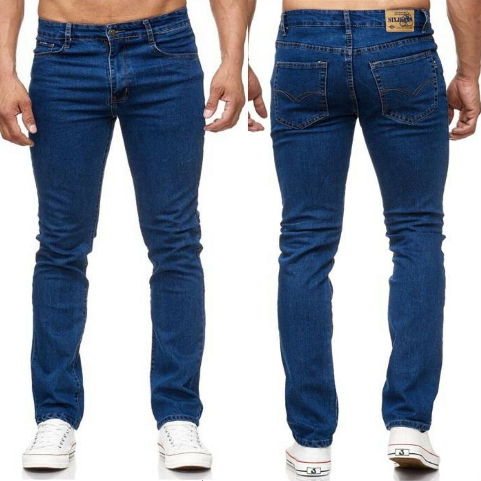 iKENNAS 5-Pocket-Jeans Herren Jeanshose Übergröße Straight-Regular Fit