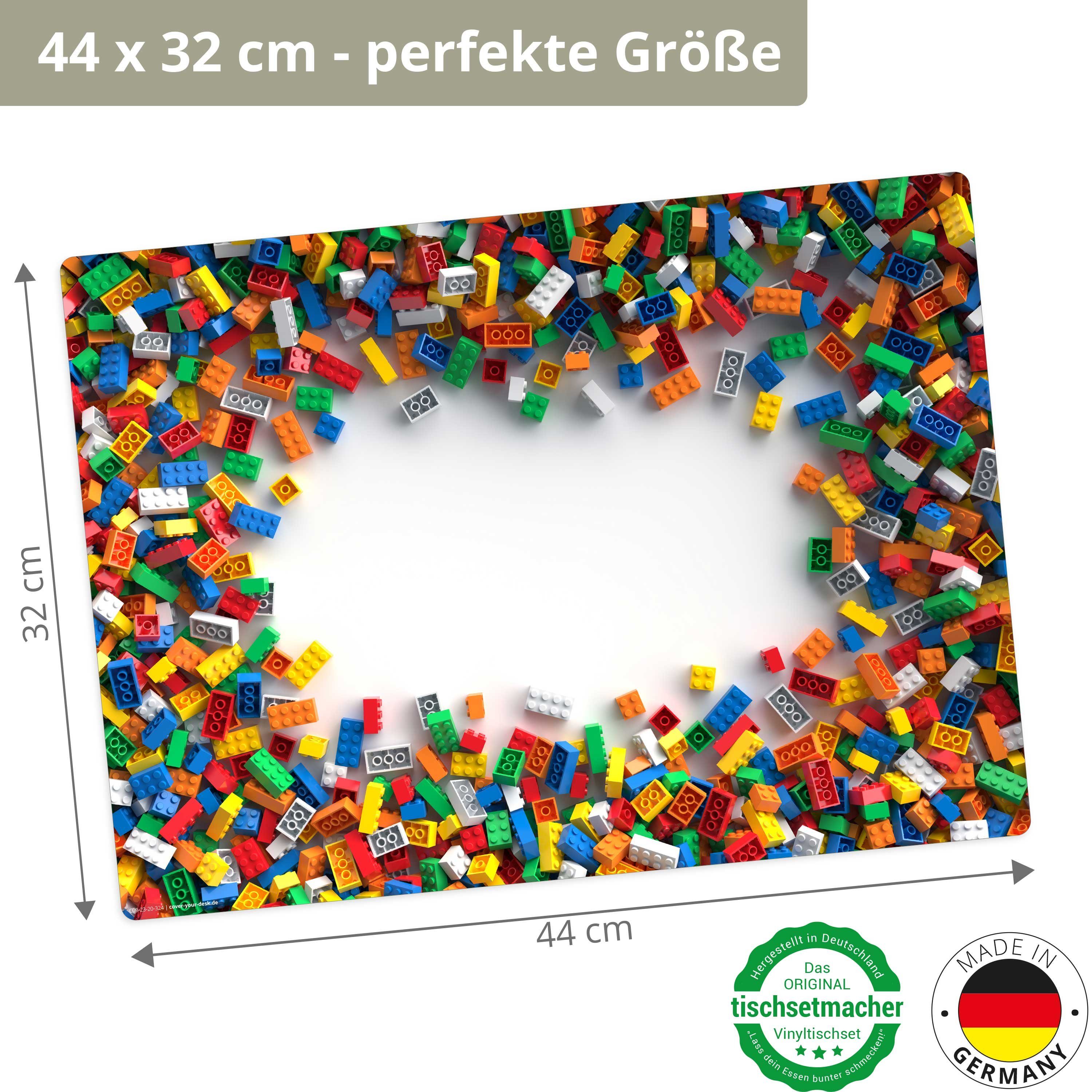 Platzset, Tischset,  Platzset abwaschbar - (aus erstklassigem Made x Germany Vinyl, in 44 32 Legoteile, bunt), Tischsetmacher, cm 1-St., 