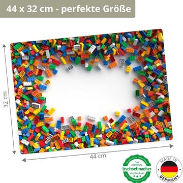 Platzset, Tischset,  Platzset abwaschbar - Legoteile, Tischsetmacher, (aus erstklassigem Vinyl, 1-St., 44 x 32 cm / bunt), Made in Germany