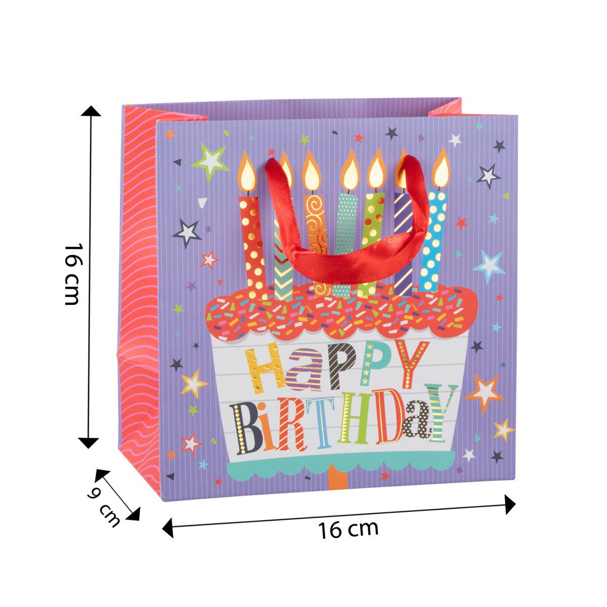Idena Tragetasche Geschenktasche - Geburtstag, Kerzen, 16 x 16 x 9 cm, 210g/m² – Bild 5 von 5