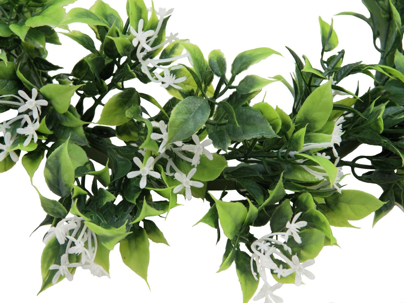 Kunstkranz Kunst Jasminkranz Rebecca, weiß Blüten, grün, Wetterfest, 30cm Jasmin, artplants