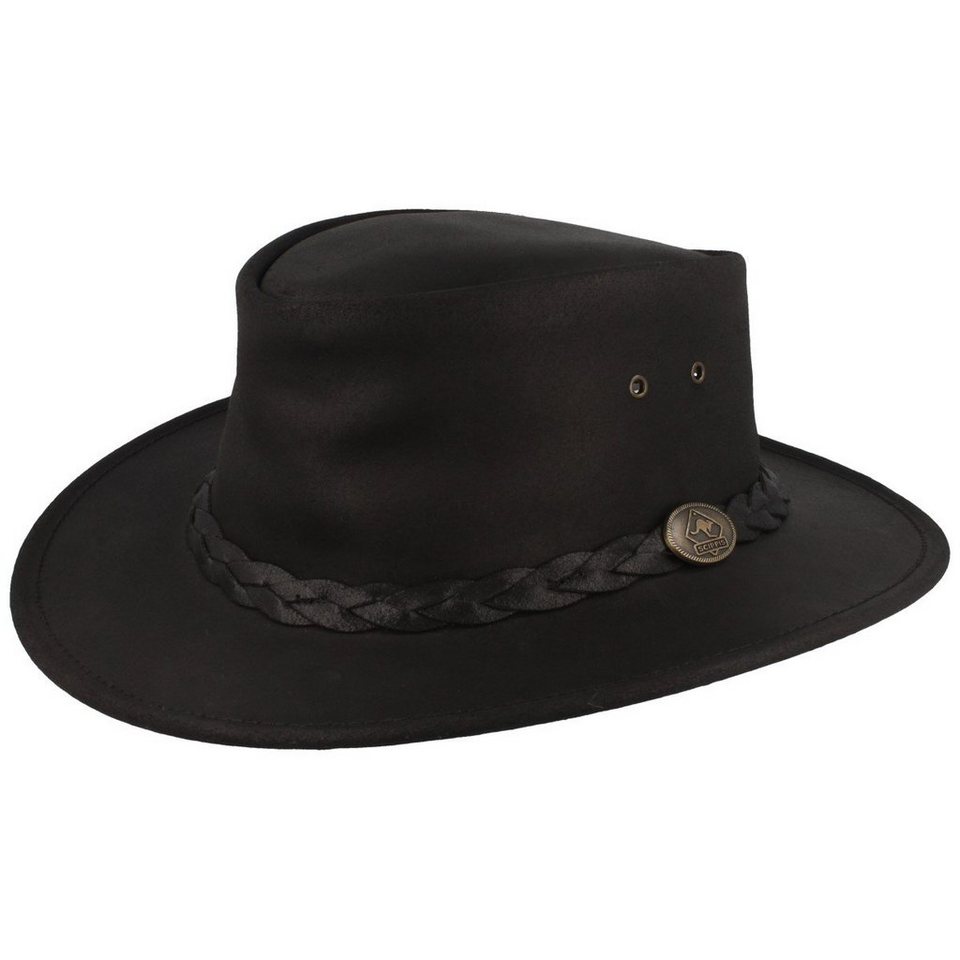 Scippis Trilby Cowboyhut Bushman aus Rindsleder, geflochtenes Hutband,  UV-Schutz 50+