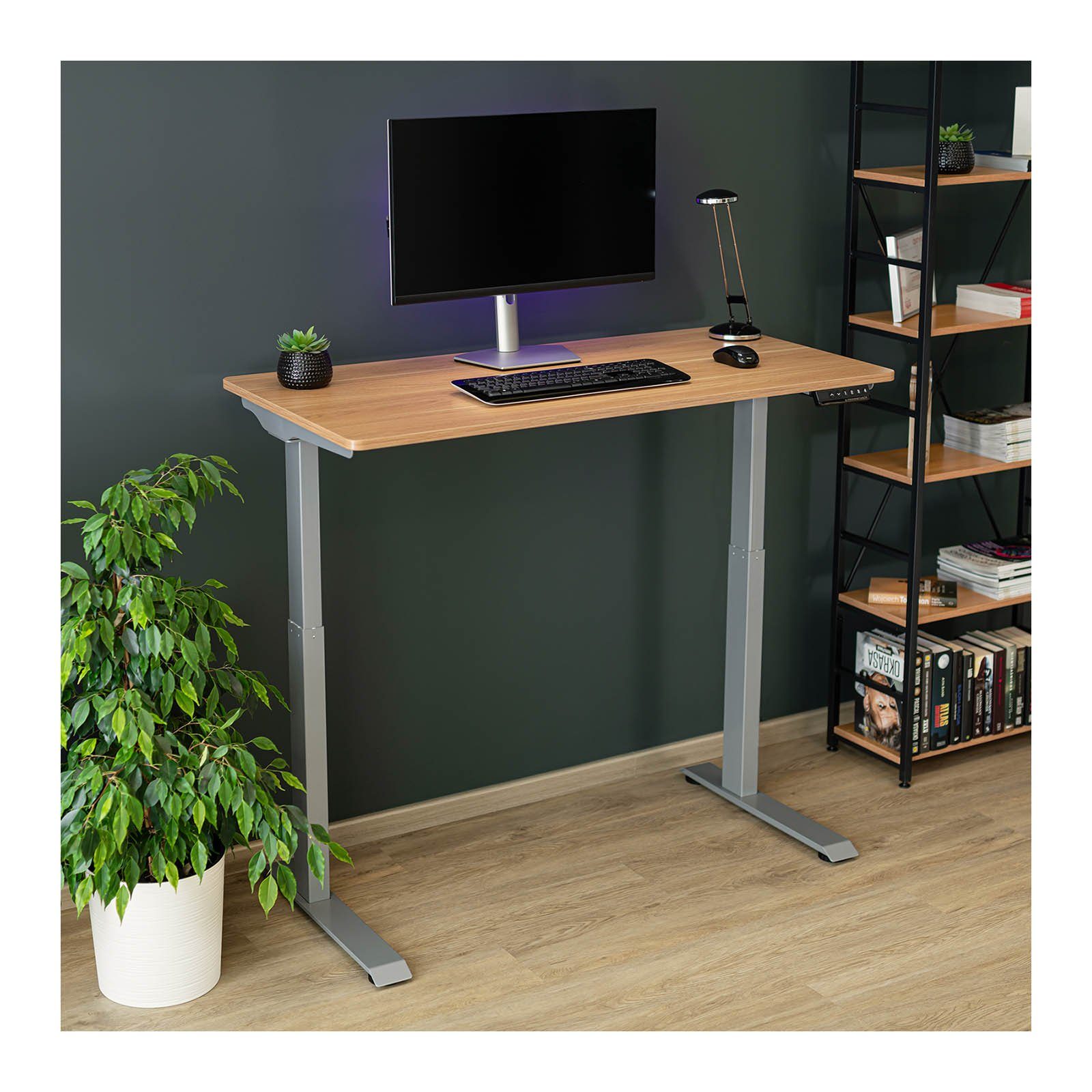 Fromm&Starck Schreibtisch Schreibtisch höhenverstellbar - 73 braun/grau 123 cm Stehschreibtisch