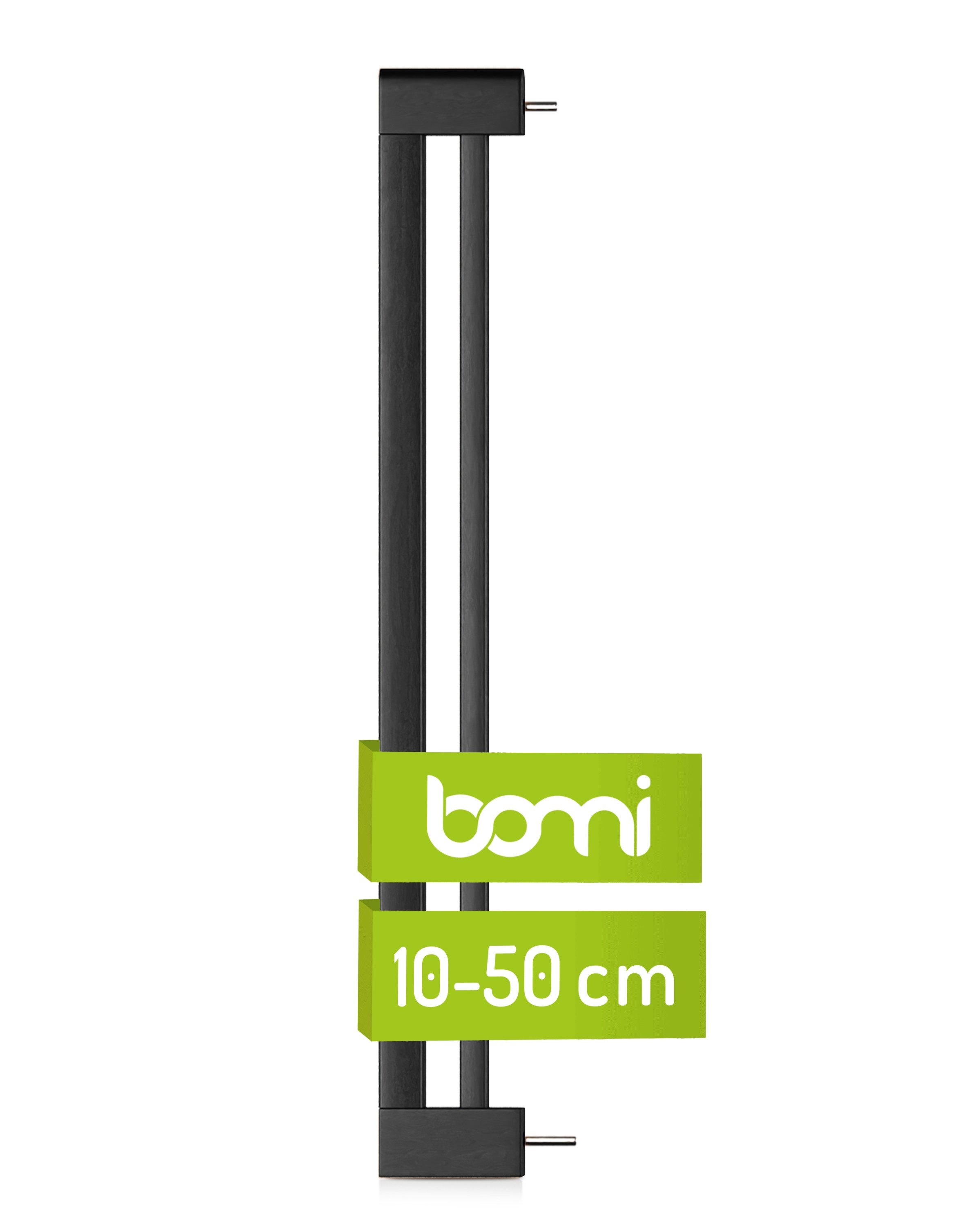 BOMI Verlängerung für Türschutzgitter Verbreiterung für Kinderschutzgitter Miko 10-50 cm Schwarz, Zubehör für Treppenschutzgitter zum Klemmen - Ohne Bohren