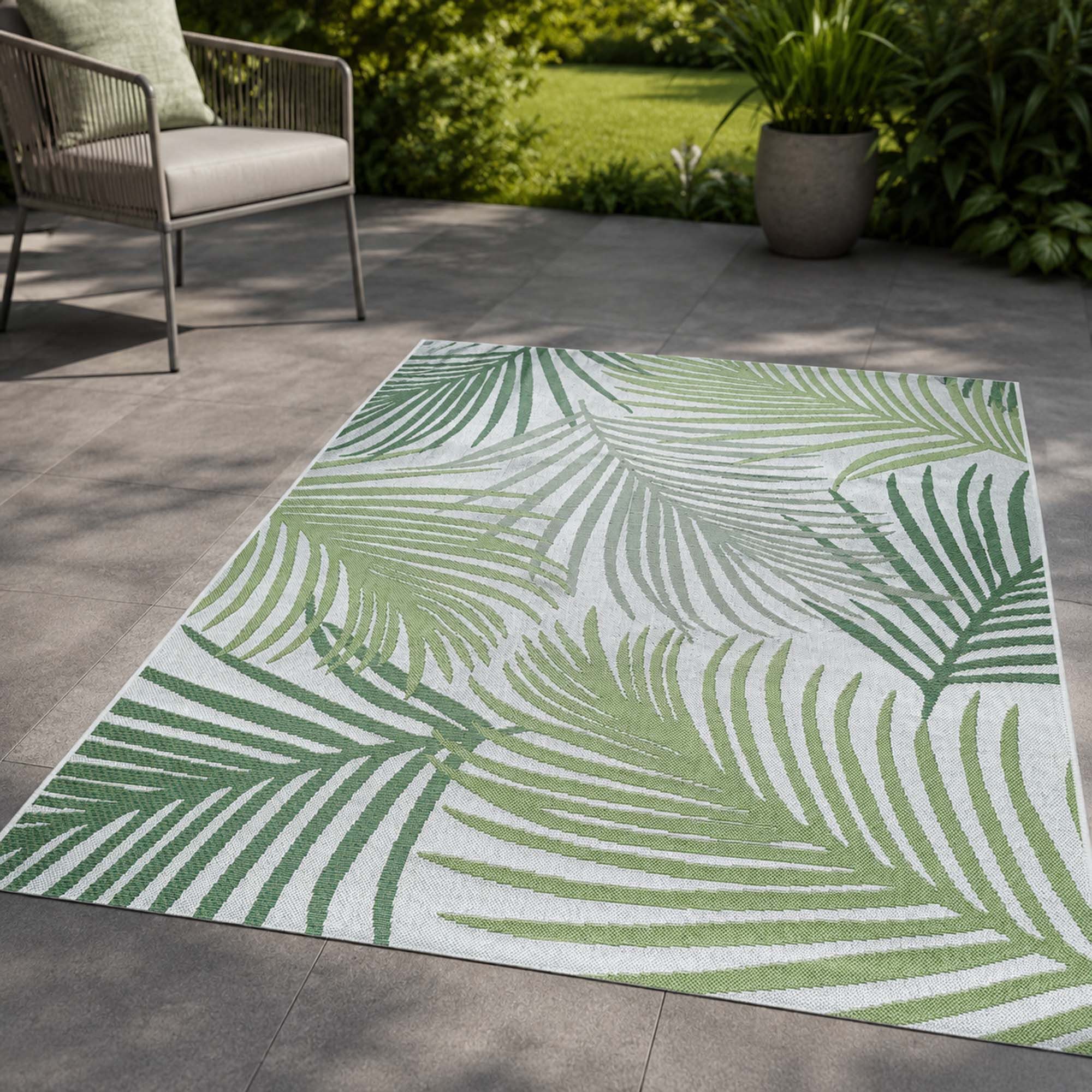 TaraCarpet Teppich TaraCarpet Regina Palme Wohnzimmer,Schlafzimmer,Esszimmer grün, rechteckig, Höhe: 7 mm, Küche Flur Terrasse Garten Balkon 120x160