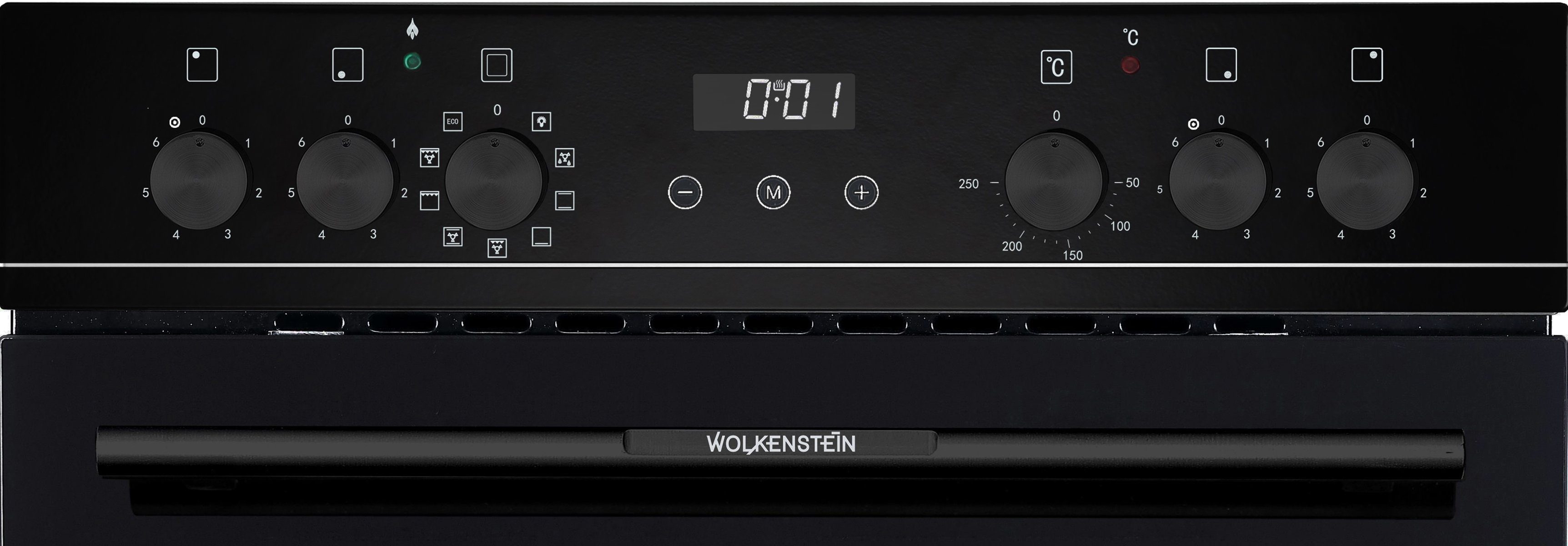 Wolkenstein Elektro-Herd-Set Einbauherd Set Backofen Umluft Glaskeramik-Kochfeld Bräter-Zone, mit 1-fach-Teleskopauszug, Umluft