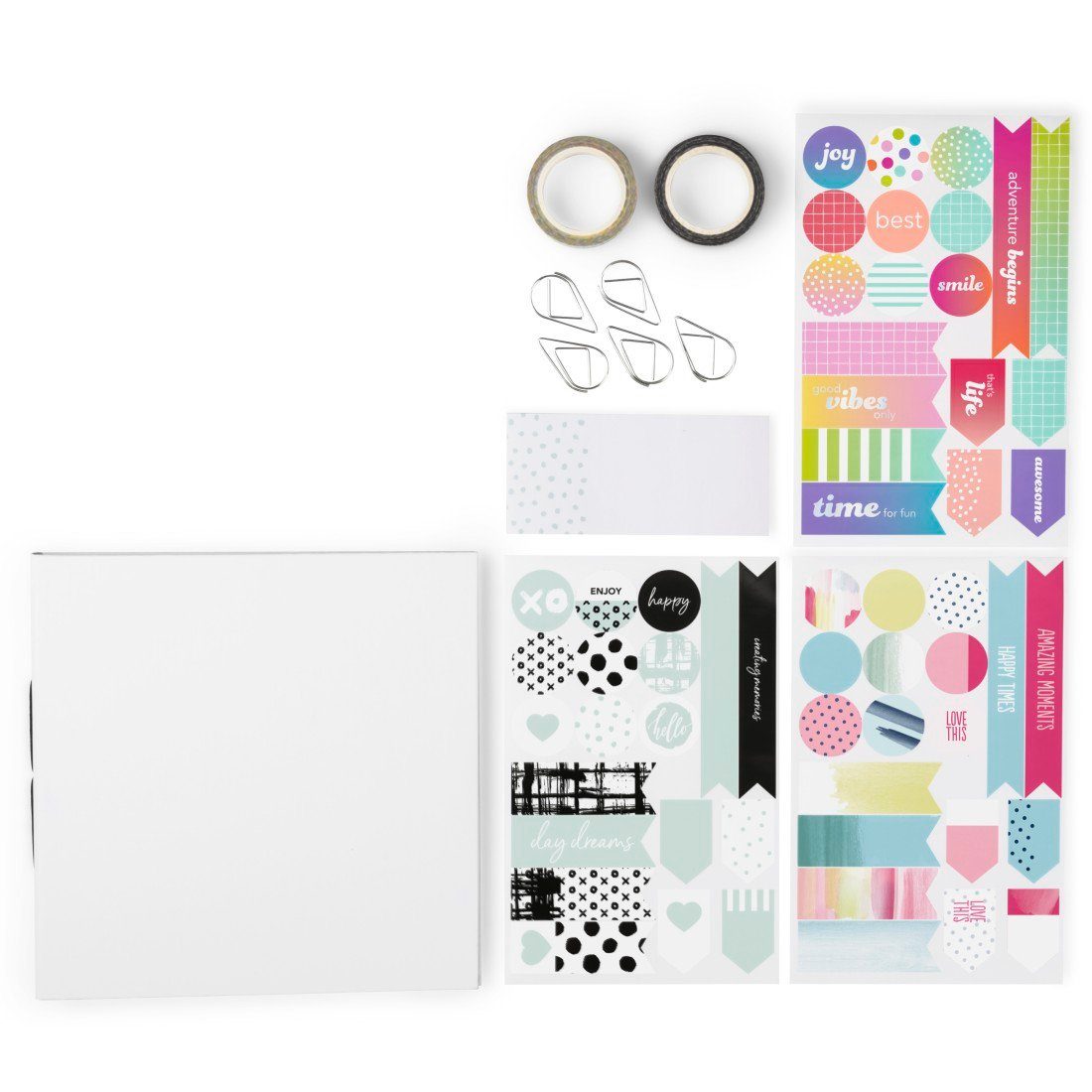 (Set, zum Stickerbögen, 12-tlg., Haftnotizblock, Mit für Tapes Basteln Kreativset Hama Geschenkideen, Multi-Kreativ-Set Bastelset), persönliche Journal, Album, Metallclips, Masking