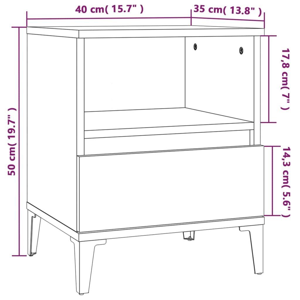 Grau Kleiderschrank Nachttisch (1-St) Sonoma cm vidaXL 40x35x50