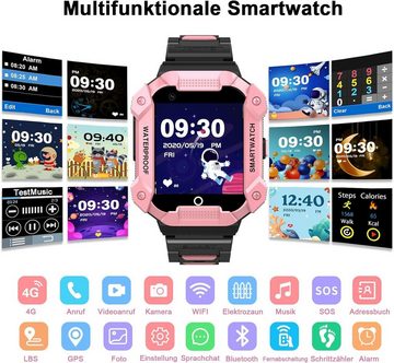 PTHTECHUS GPS WIFI Smartwatch Telefon, Kinder HD Touchscreen Handy Smartwatch (1,44 Zoll, iOS, Android), mit Anti-Verlorener GPS W-lan LBS Ortung Tracker, MP3, Videoanruf, SOS