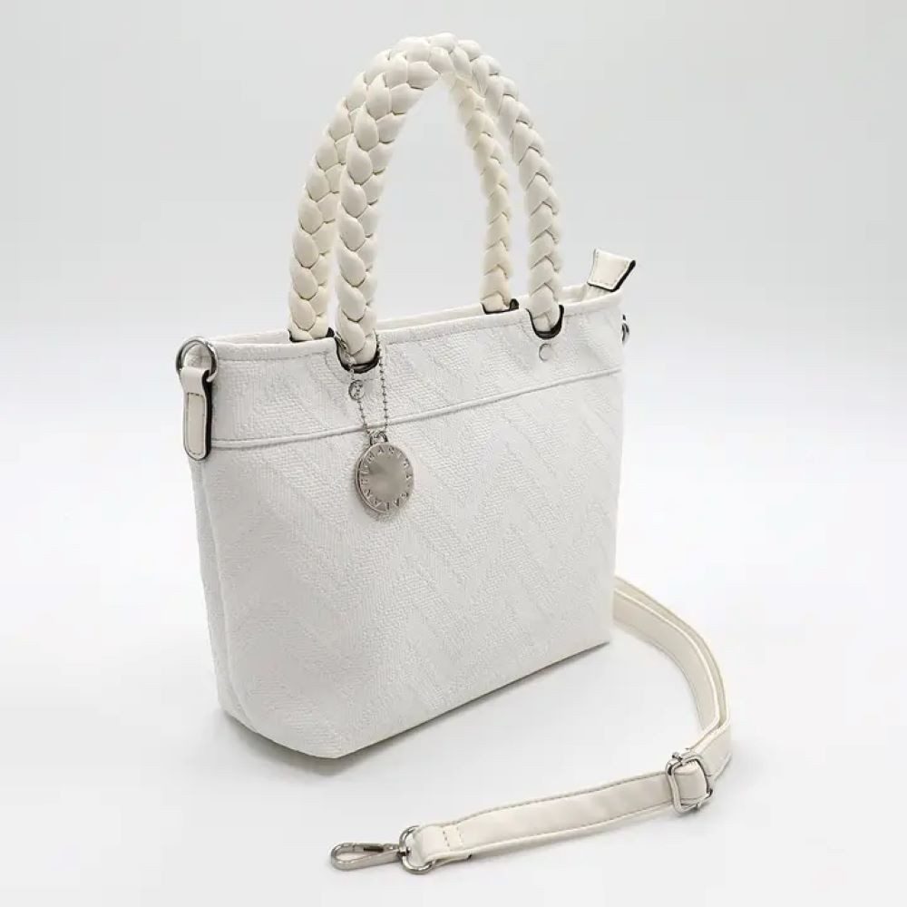 Marina Galanti Handtasche Tote Bag mit geflochtenen Henkeln und Schulterriemen, Zeitloses und modernes Design
