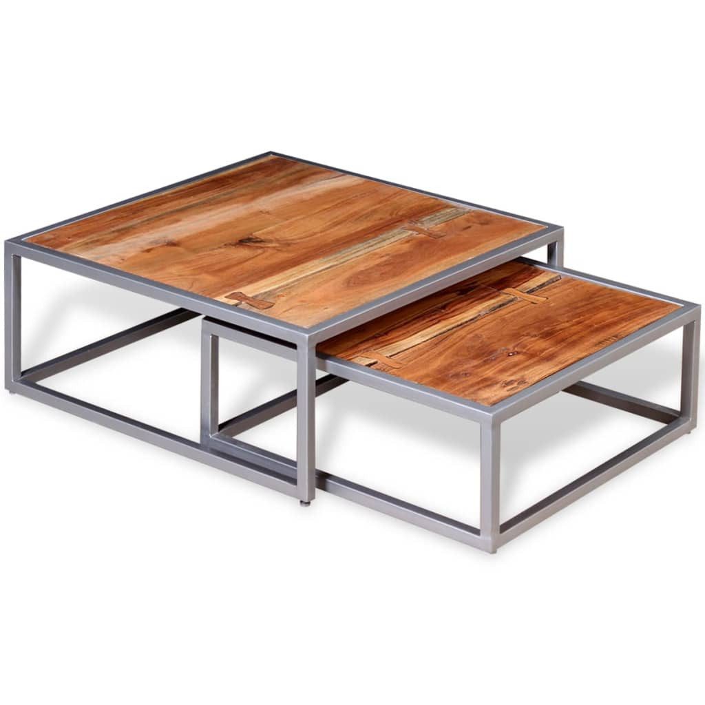 vidaXL Couchtisch 2-tlg. Couchtisch-Set Massivholz (2-St)