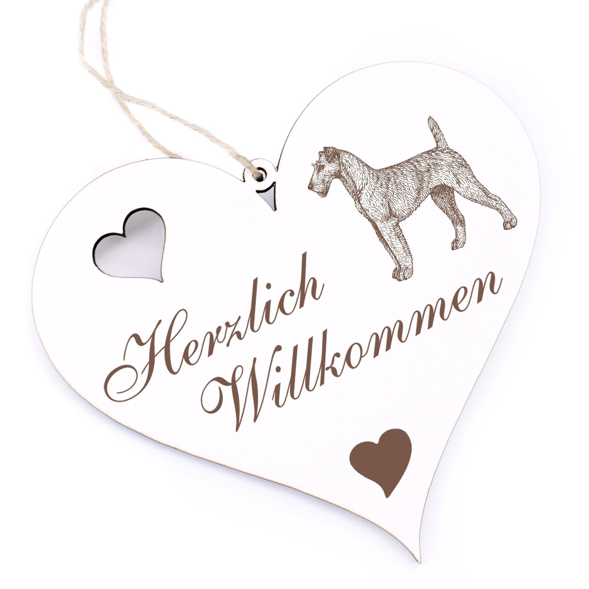 Dekolando Hängedekoration Herzlich Willkommen - Irish Terrier - 13x12cm