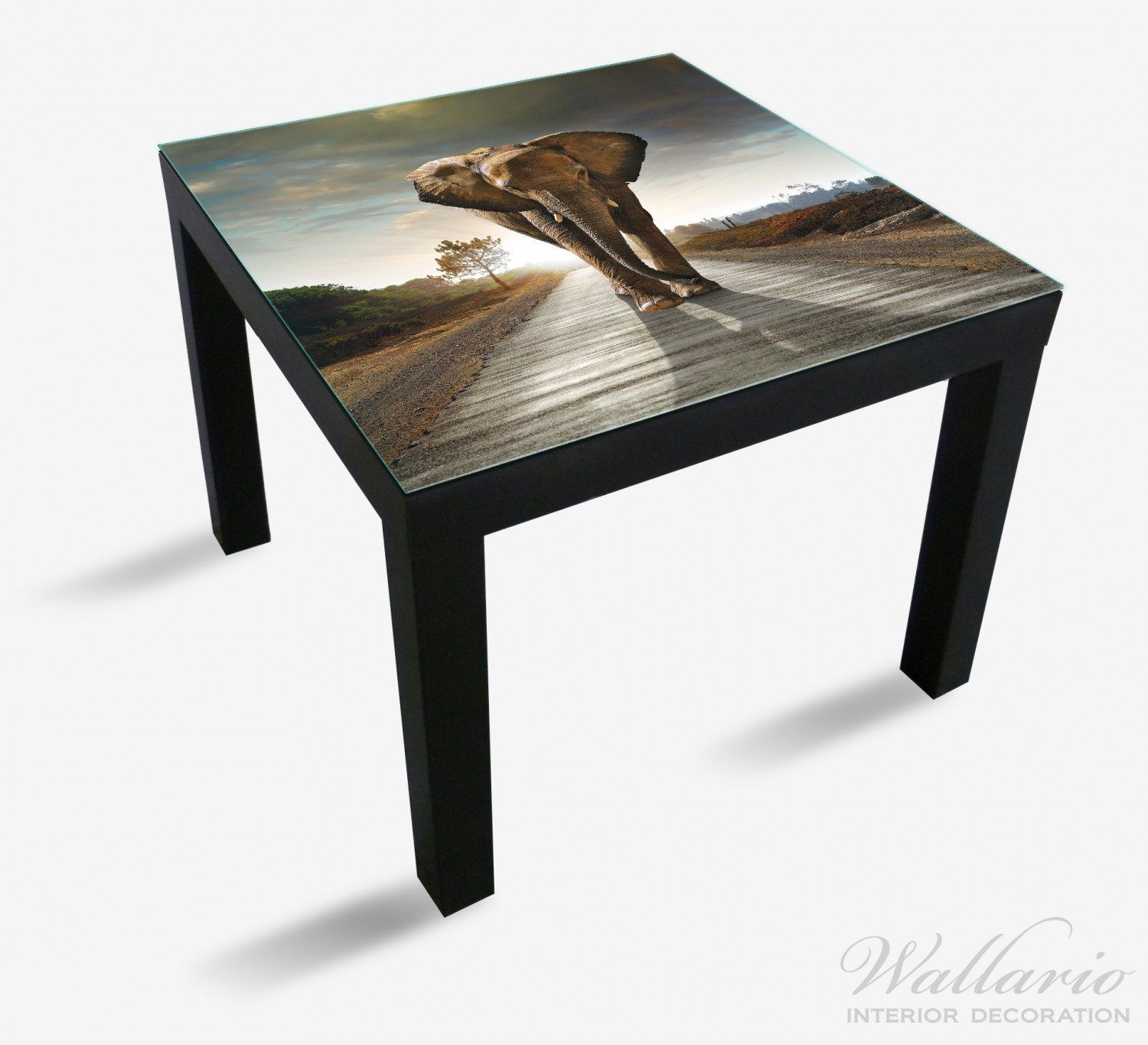 Wallario Tischplatte bei Afrika Lack für (1 geeignet Ikea in Elefant Sonnenaufgang Tisch St)