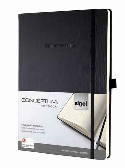 Sigel Notizbuch, Premium Notizbuch Conceptum CO111 kariert A4 Hardcover 194 Seiten schwarz
