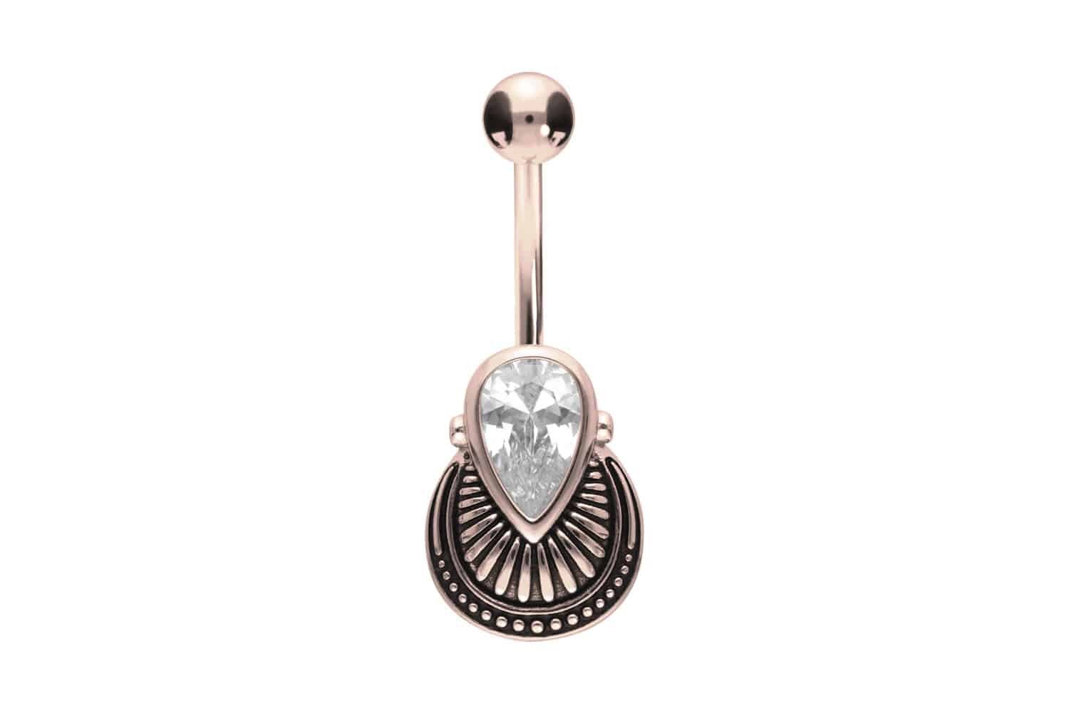 Bauchnabelpiercing Chirurgenstahl Bananabell KRISTALLTROPFEN + MUSCHEL