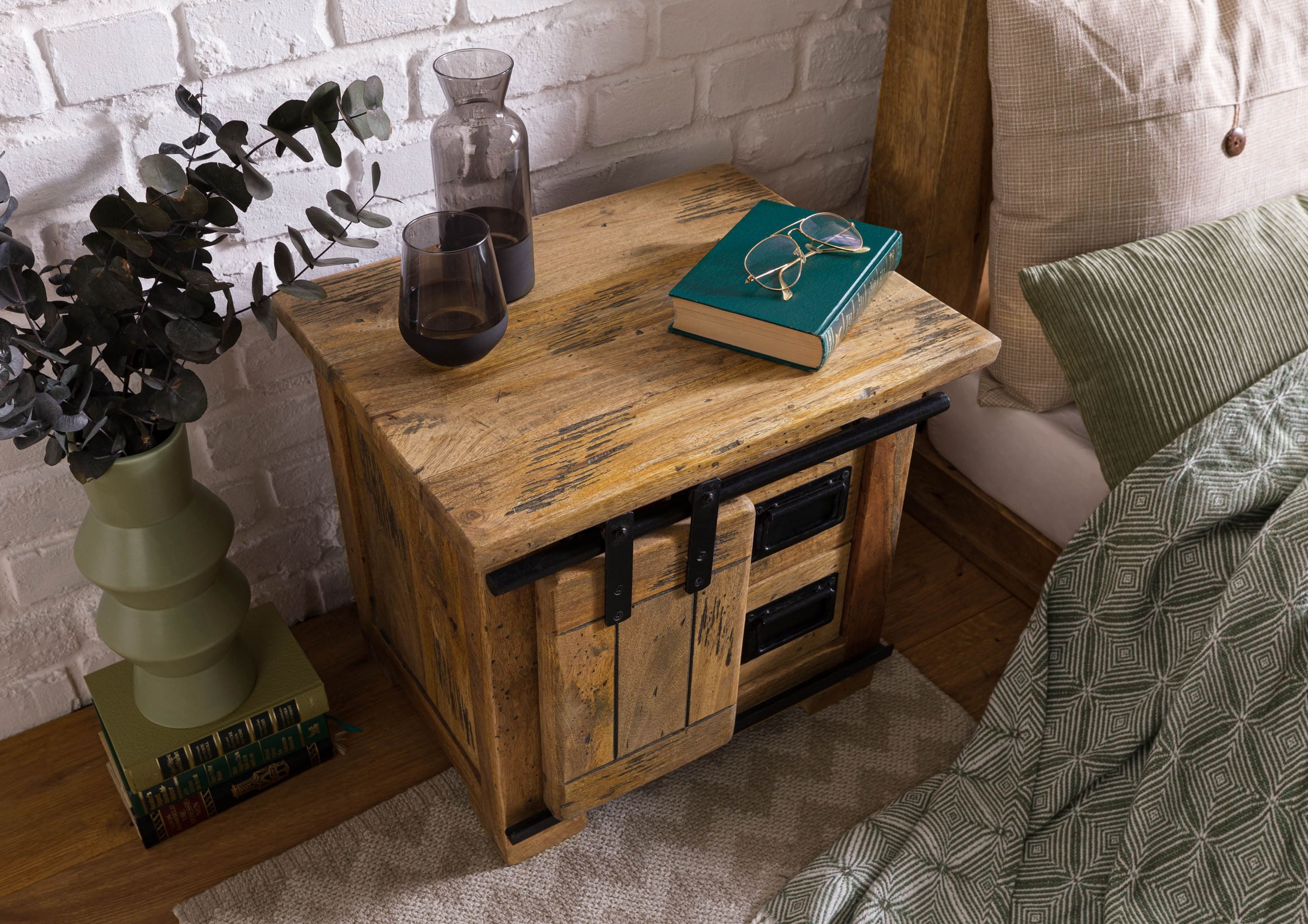 Massivmoebel24 Nachttisch RAILWAY (Massivholz, Massivholztisch), Mango 50x4 günstig online kaufen