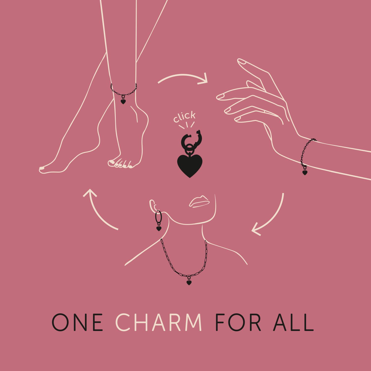 Amor Charm-Einhänger Hufeisen, mit Zirkonia (synth)