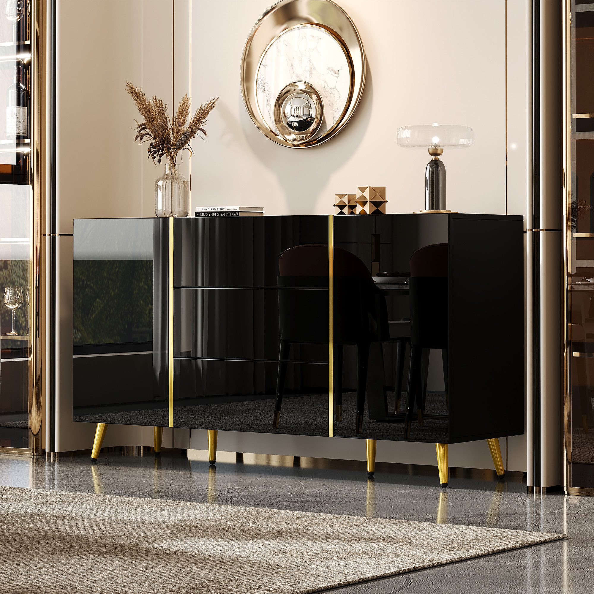 HAUSS SPOLE Sideboard Hochglanzschrank mit 2 günstig online kaufen