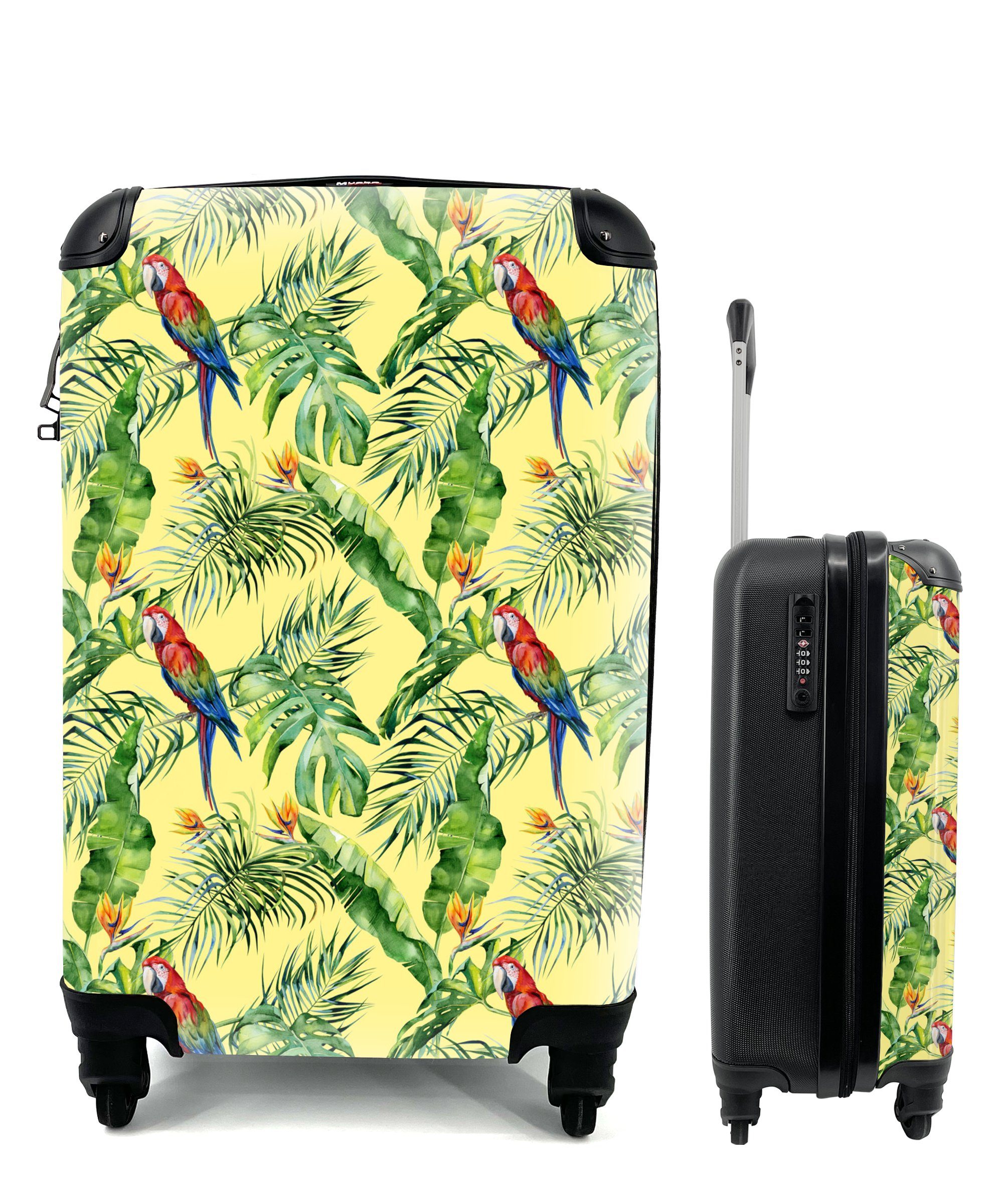 MuchoWow 4 für Paradiesvogelblume Ferien, mit Blumen, Trolley, rollen, Handgepäckkoffer Reisekoffer Rollen, Reisetasche Handgepäck -