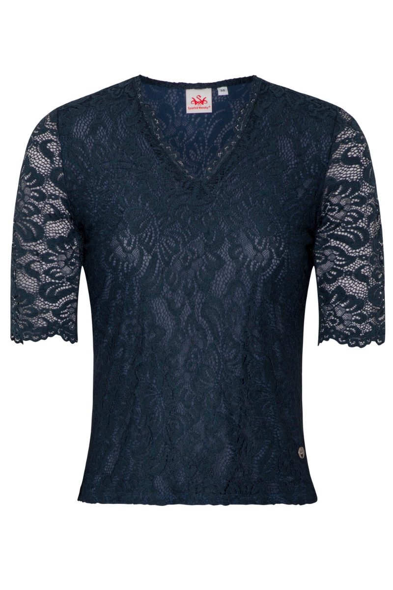 Spieth & Wensky Trachtenshirt Blusenshirt - ARKTIS - dunkelblau, dunkelrot günstig online kaufen