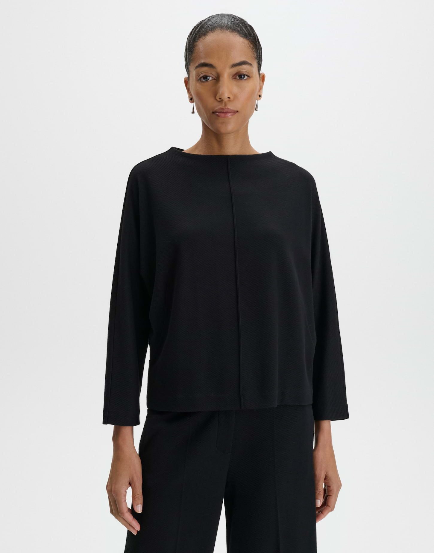someday Sweatshirt Ujulia aus feiner Twillstruktur Gerader Schnitt mit Fledermausärmeln und Mélange-Effekt