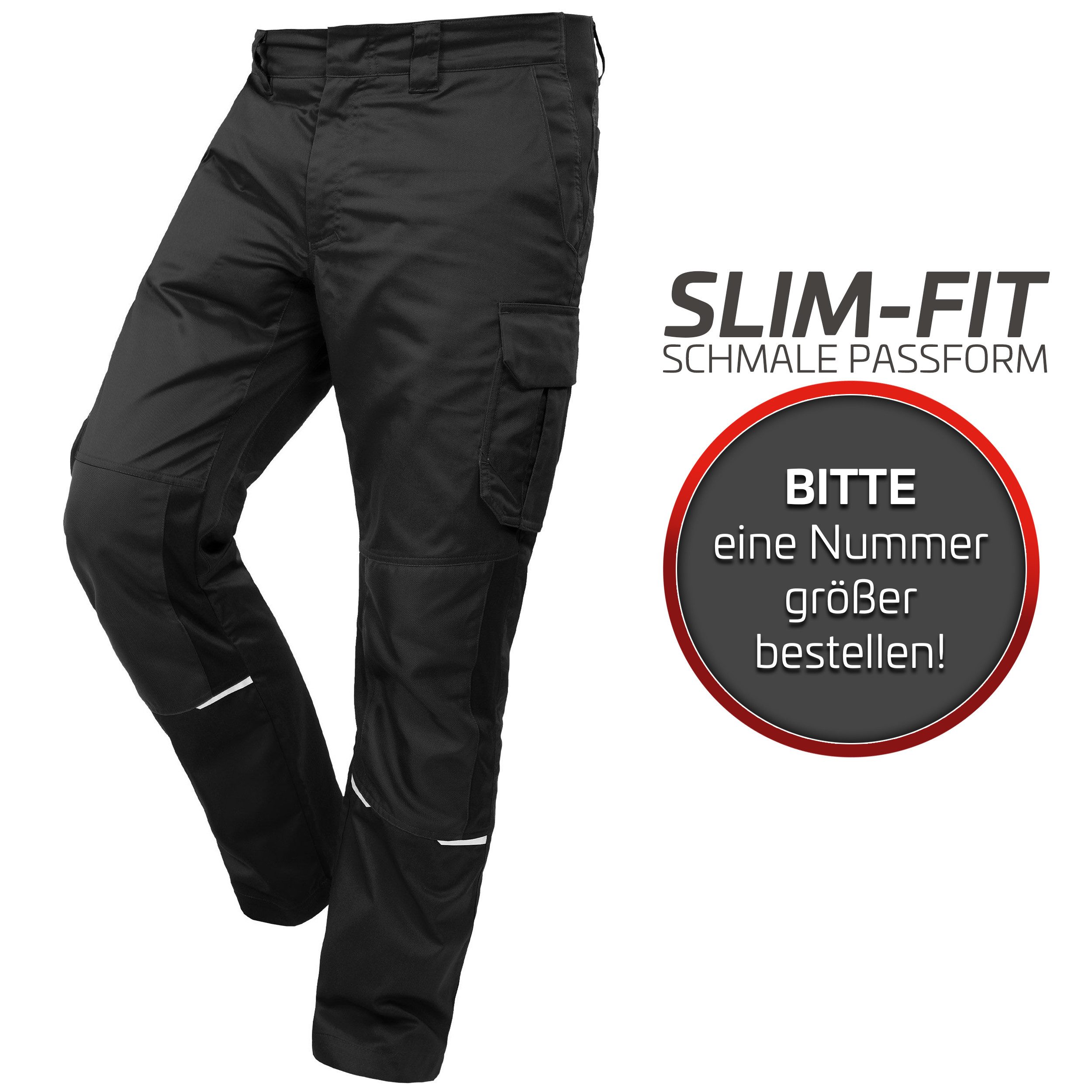 Qualitex Workwear Arbeitsbundhose Slim-Fit Herren-Arbeitshose, strapazierfähige Stretch-Hose-Herren (1-tlg) Robust wie eine Jeans, Herren Hose auch als Latzhose erhältlich