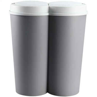 Deuba Mülleimer »Duo Bin«, 50 L 2fach Trennsystem 2x25 L Küche Abfalleimer Müllbehälter Mülltrennung Grau
