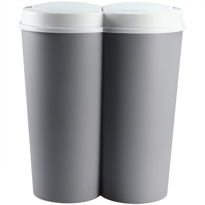 Deuba Mülleimer Duo Bin 50 L 2fach Trennsystem 2x25 L Küche Abfalleimer Müllbehälter Mülltrennung Grau
