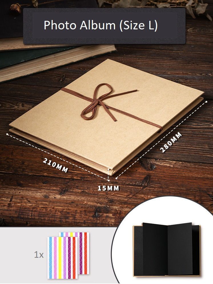 101DIYStudio Fotoalbum Schwarz A4 mit großer Kapazität bis zu 90 Fotos zum Selbstgestalten (46 Seiten, Geschenk Geburtstag Ostern Hochzeit), Kreativ und Stilvoll