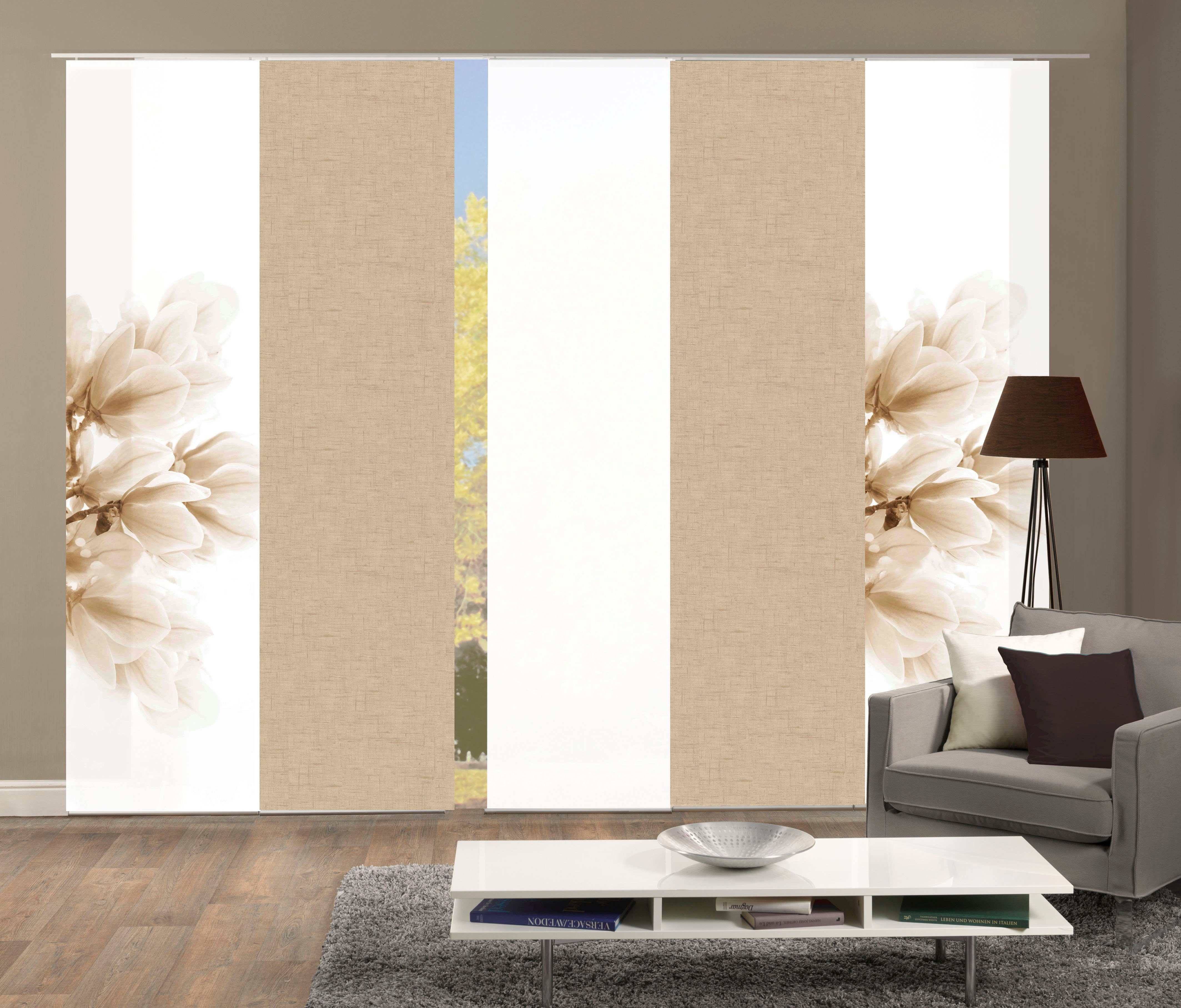 HOME WOHNIDEEN Schiebegardine KESSI 5er SET (5 St), Paneelwagen, blickdicht günstig online kaufen