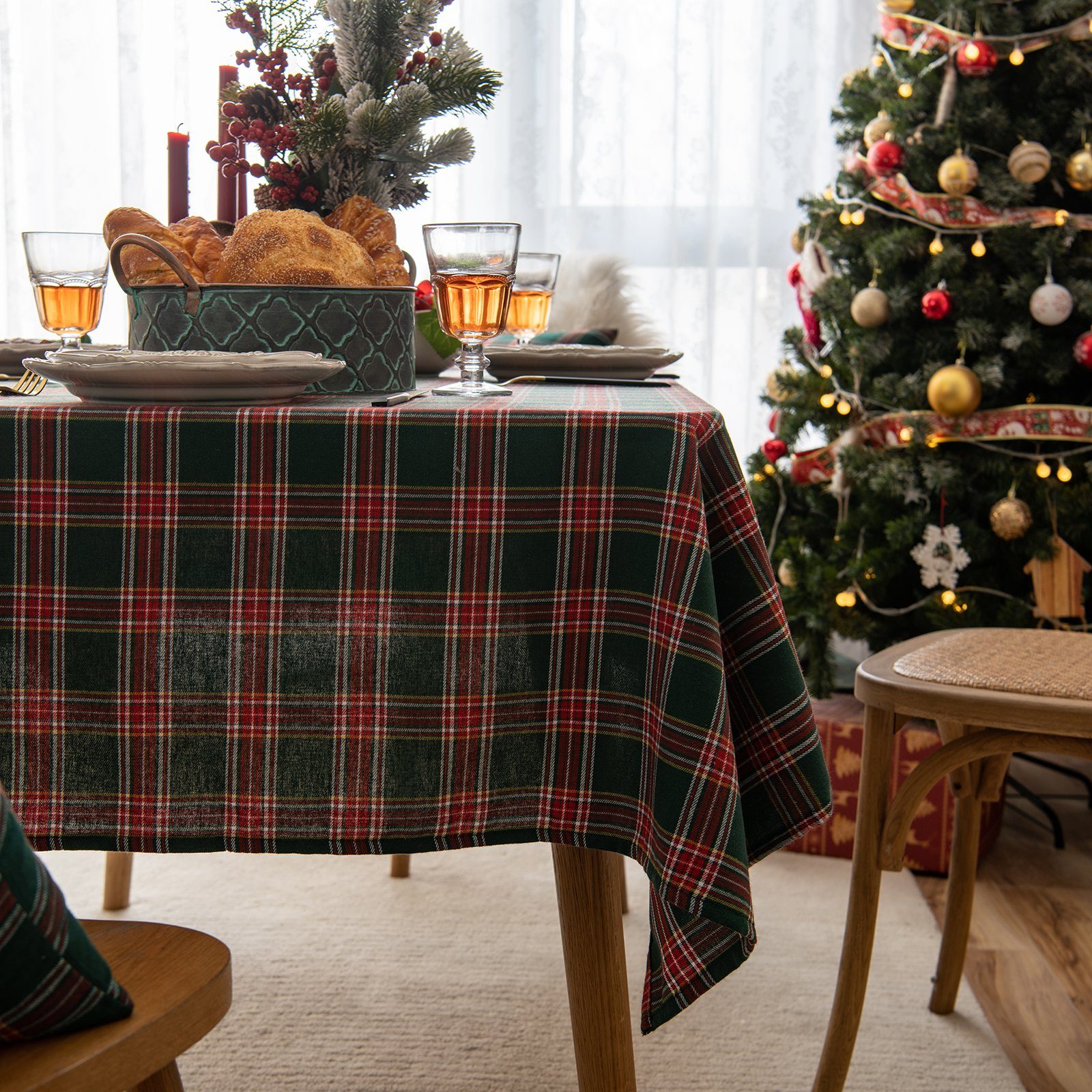 Tischdecke Weihnachten Tischdecke Karierte 140x140/140x200/140x260cm Waschbar