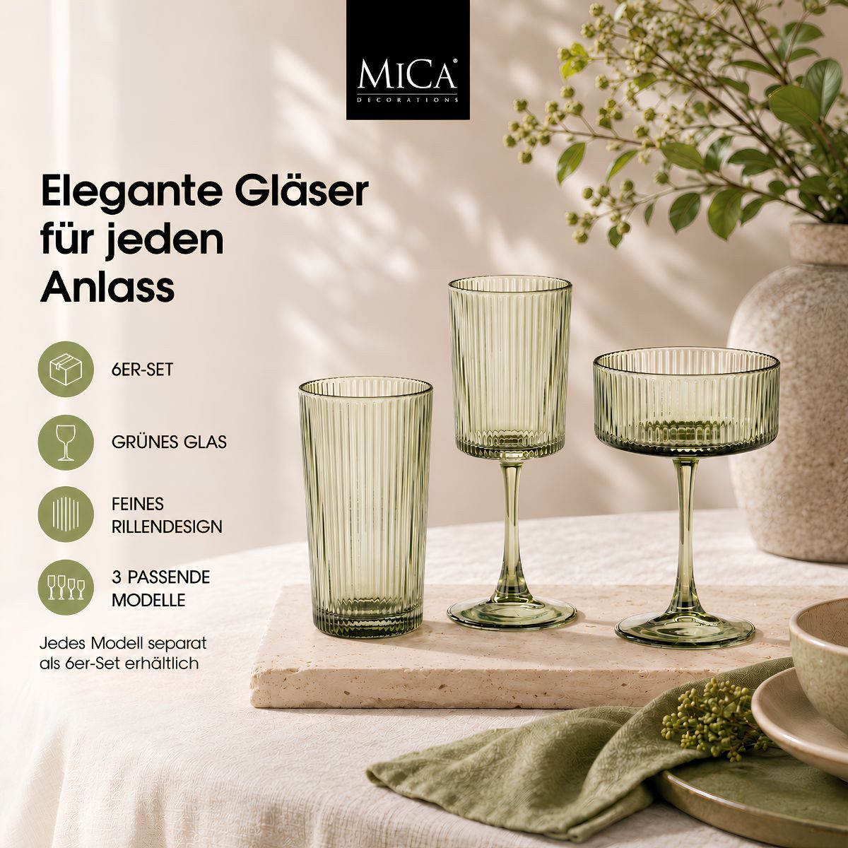 Mica Decorations Weinglas Mica Decorations Grigio Weingläser 6er-Set