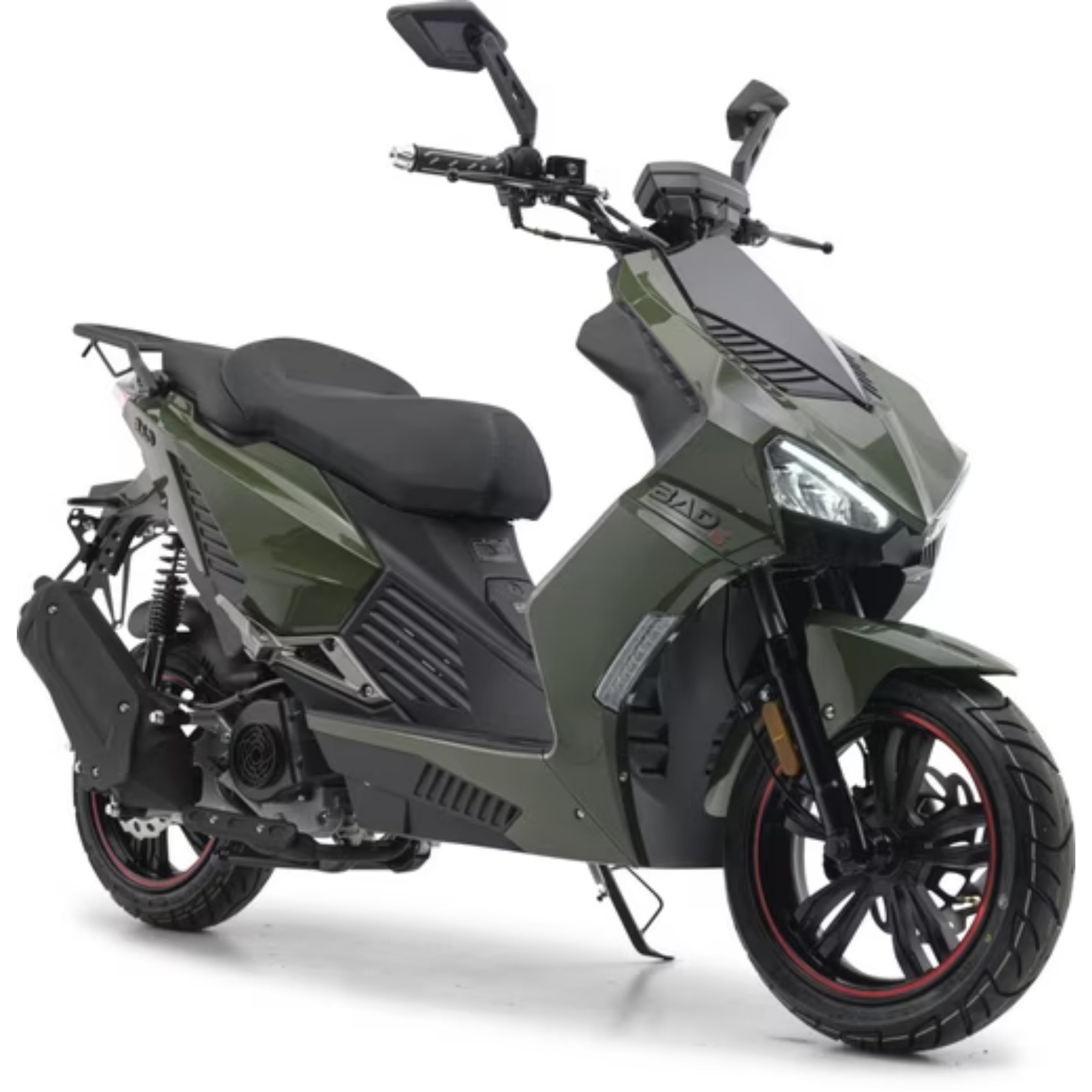 Burnout Motorroller in Grau, Grün oder Schwarz, 50 ccm, 25 km/h, Euro 5, Sportliches Design, Keyless Go, Alarmanlage, Mofa mit USB Ladedose