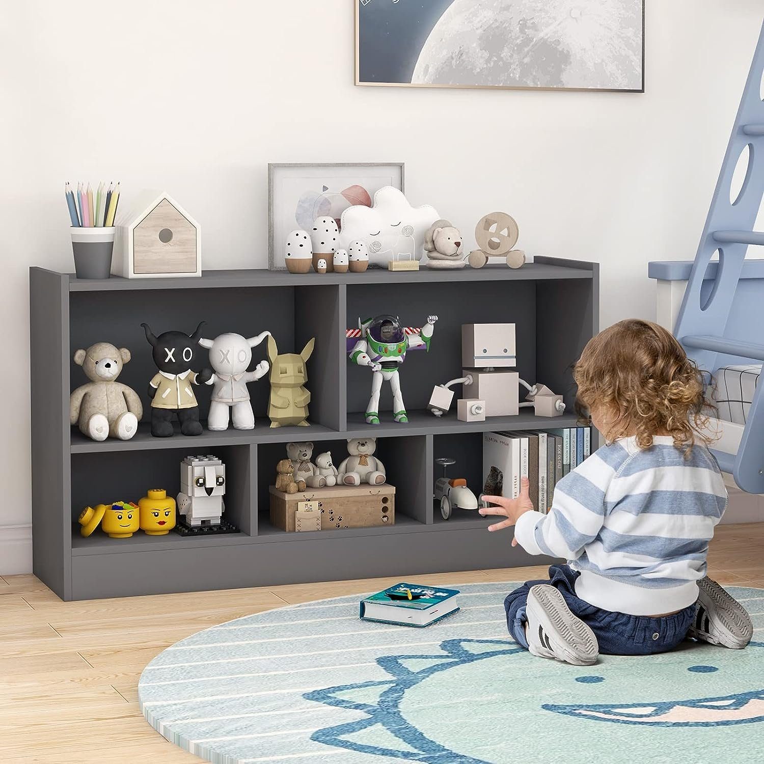 KOMFOTTEU Kinderregal Bücherregal, mit 5 Fächern, günstig online kaufen
