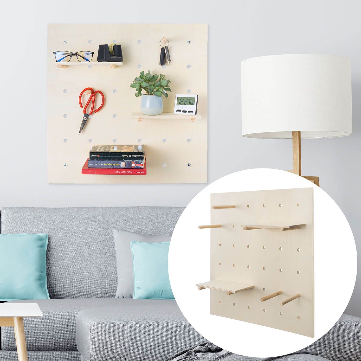 Goods+Gadgets Wandregal Goods+Gadgets Wandregal Pegboard – Werkzeugwand & Stecktafel Organizer, Werkzeugwand, Kreatives Stecktafel Ordnungssystem – Bild 5 von 5