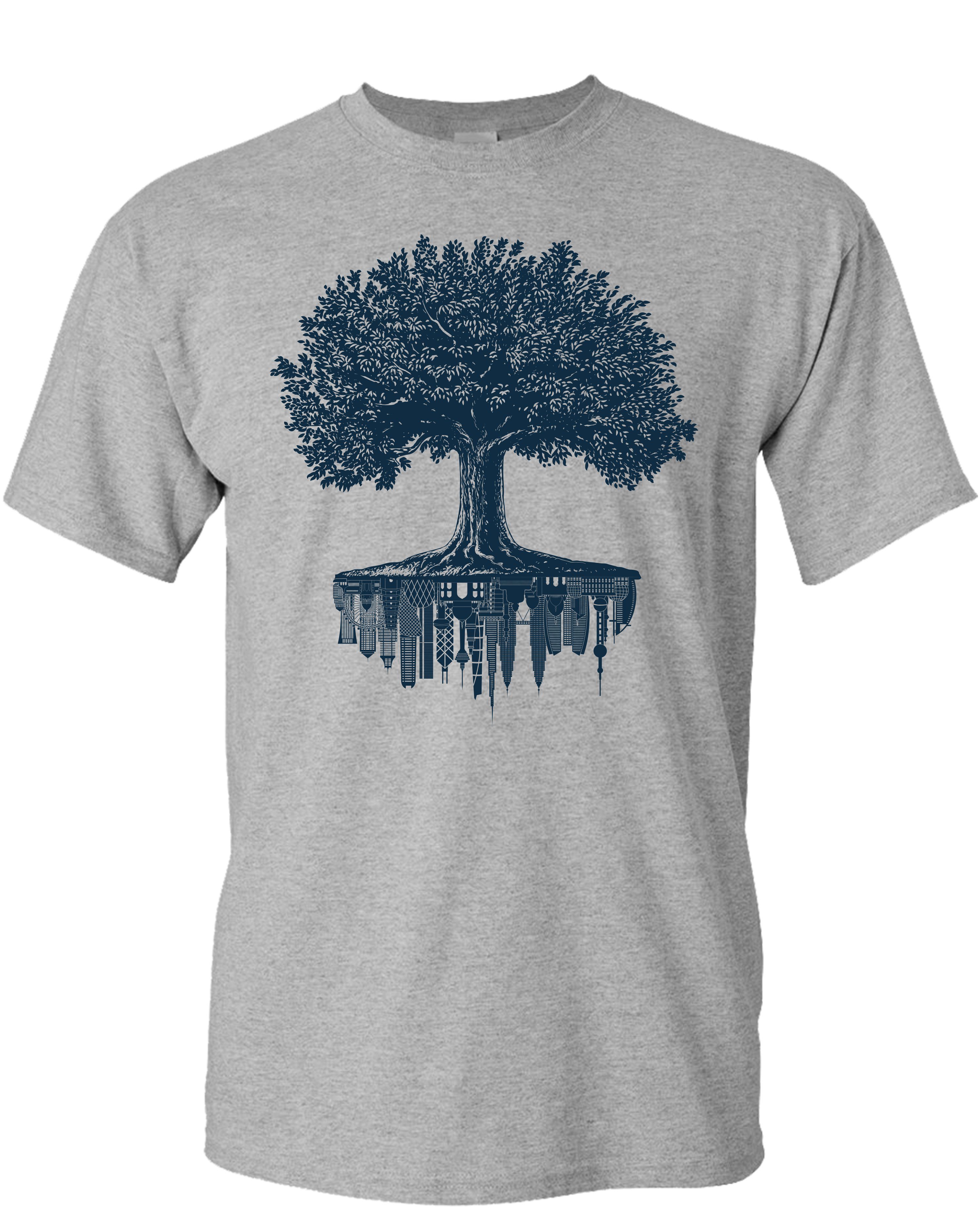 Baddery Print-Shirt Garten T-Shirt: "Forest City" - Wald Natur Hobbygärtner Gärtner, hochwertiger Siebdruck, auch Übergrößen, aus Baumwolle