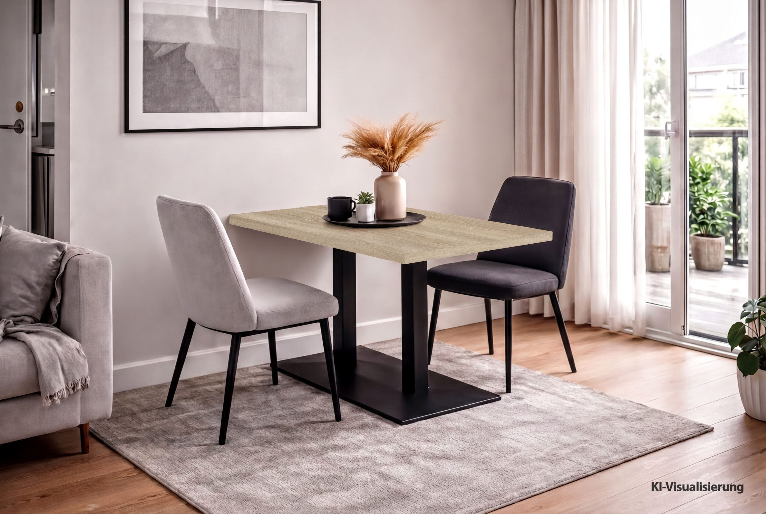 Mäusbacher Bistrotisch Big Bistro Metall, Doppelsäulengestell, eckige Platte BHT 120x75x70 cm