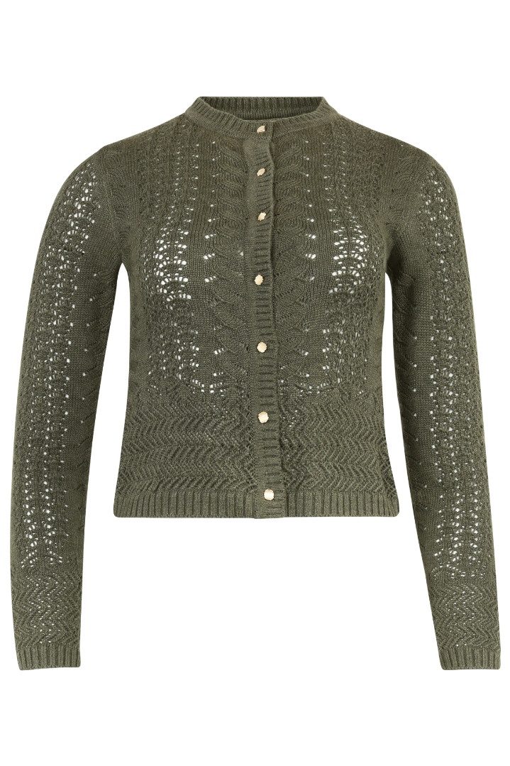 MarJo Trachtenstrickjacke Trachten Strickjacke - ALDERSBACH - schilf