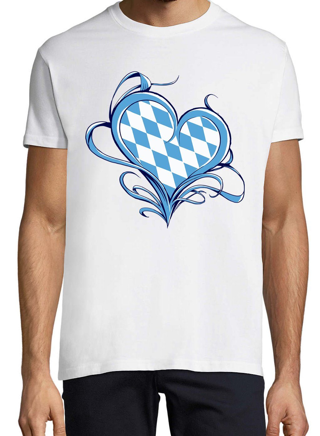 Bayern Weiß Shirt Liebe trendigem Youth Frontprint Love T-Shirt Herren mit Designz