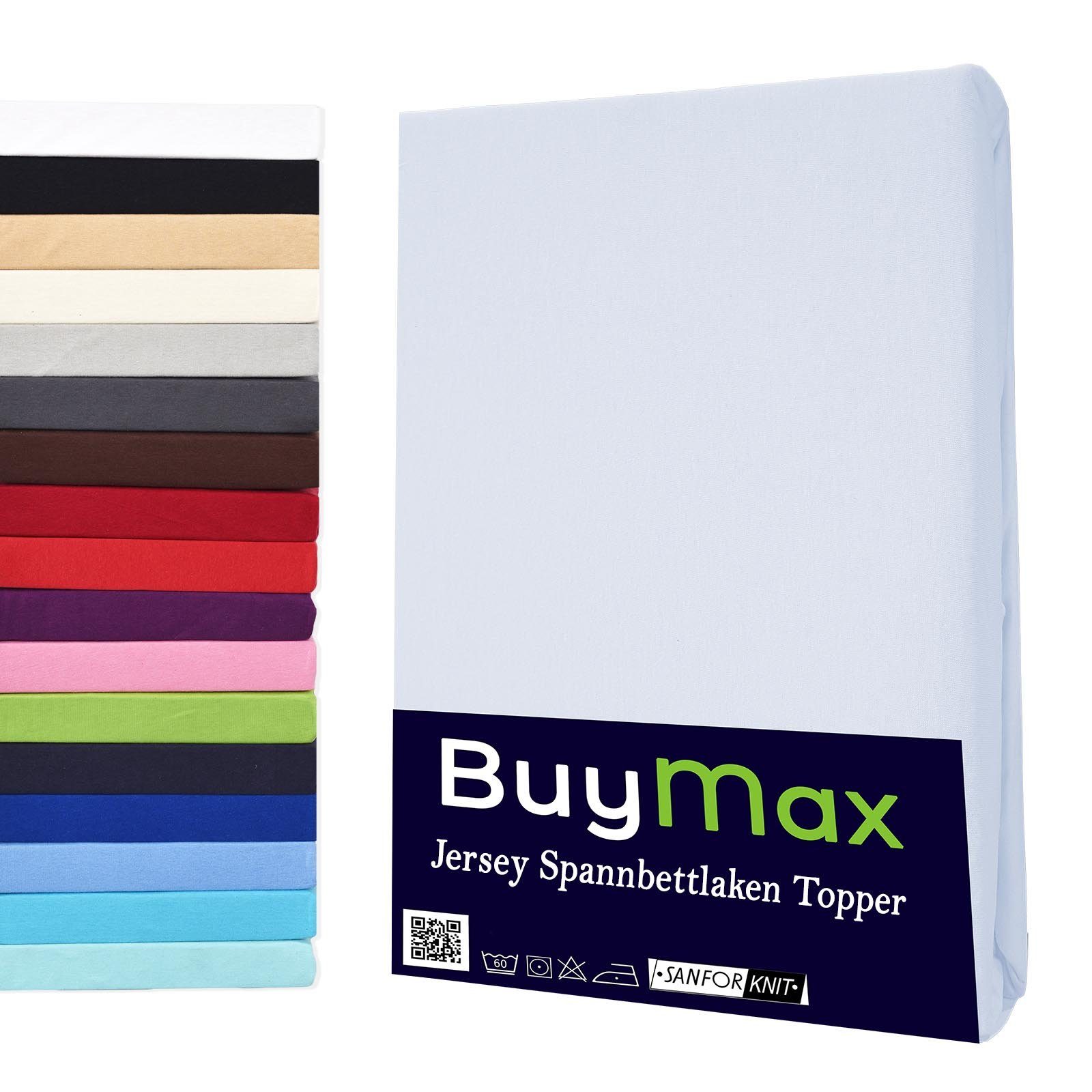 Buymax Spannbettlaken Topper, Spannbetttuch für Topper bis 12 cm Höhe, 100% Baumwolle Jersey, Jersey, Gummizug: Rundumgummi, (1 Stück), Pflegeleicht und Atmungsaktiv, in Verschiedenen Farben und Größen