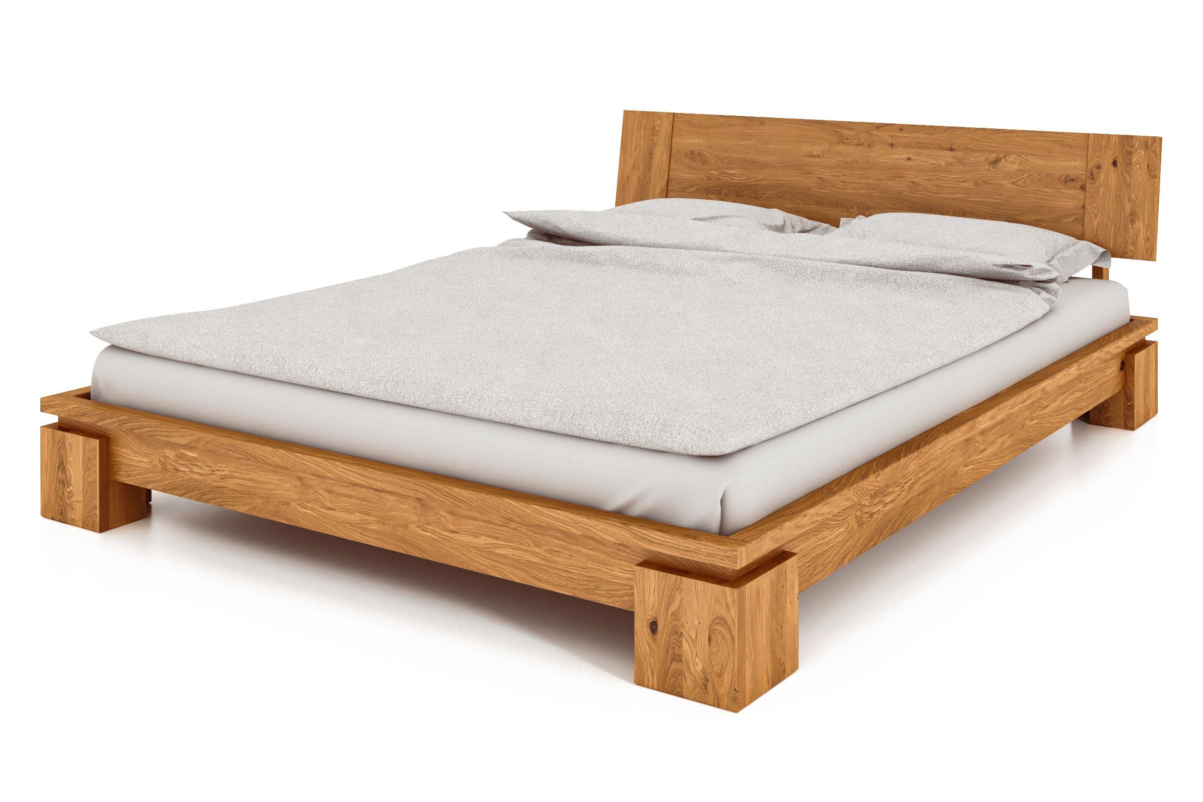 byoak Bett VINCI 200 x 220 aus Massivholz, mit Holzkopfteil, Naturgeölt