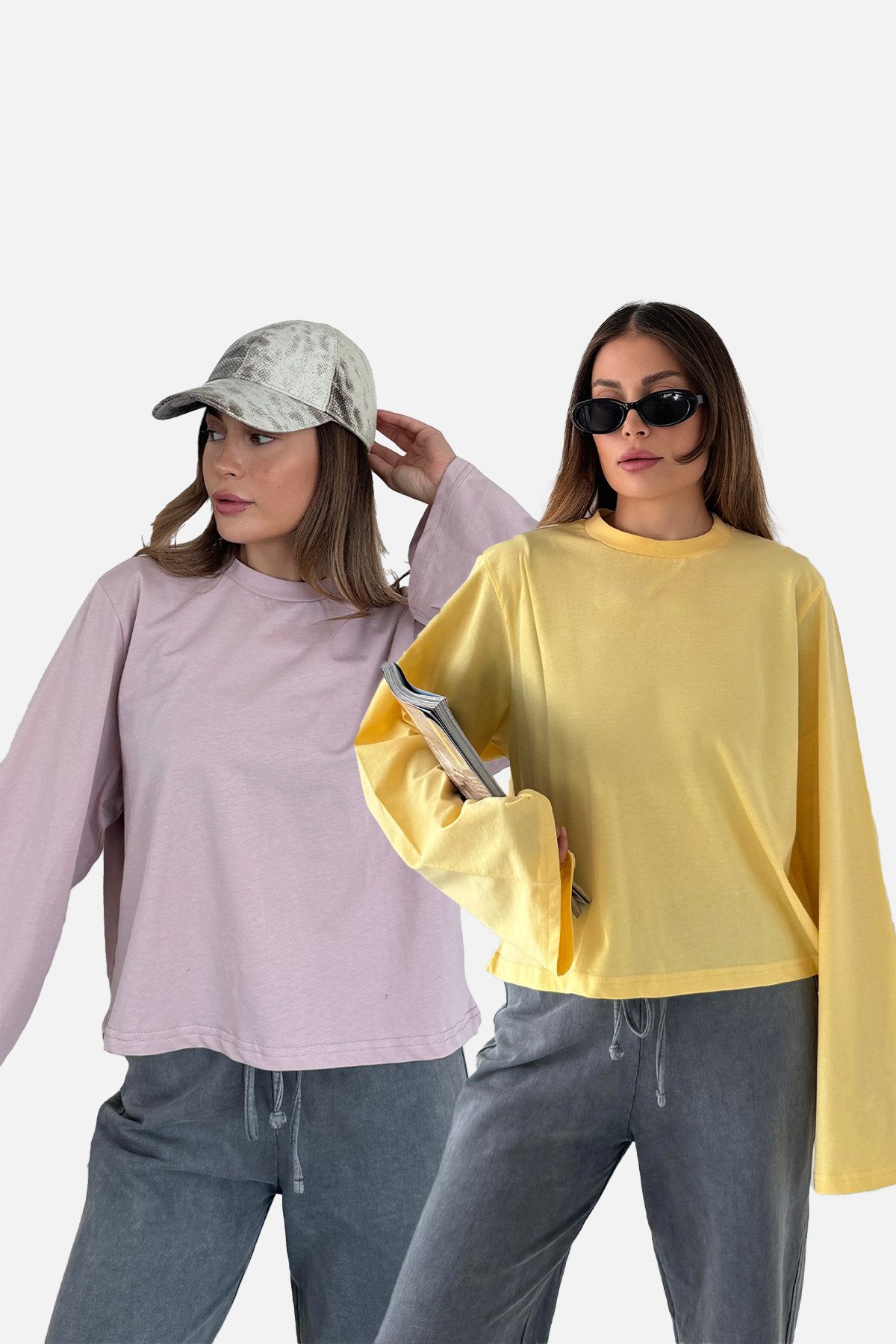 Schlafanzug Oversized T-Shirt Set 965 Lila/Gelb