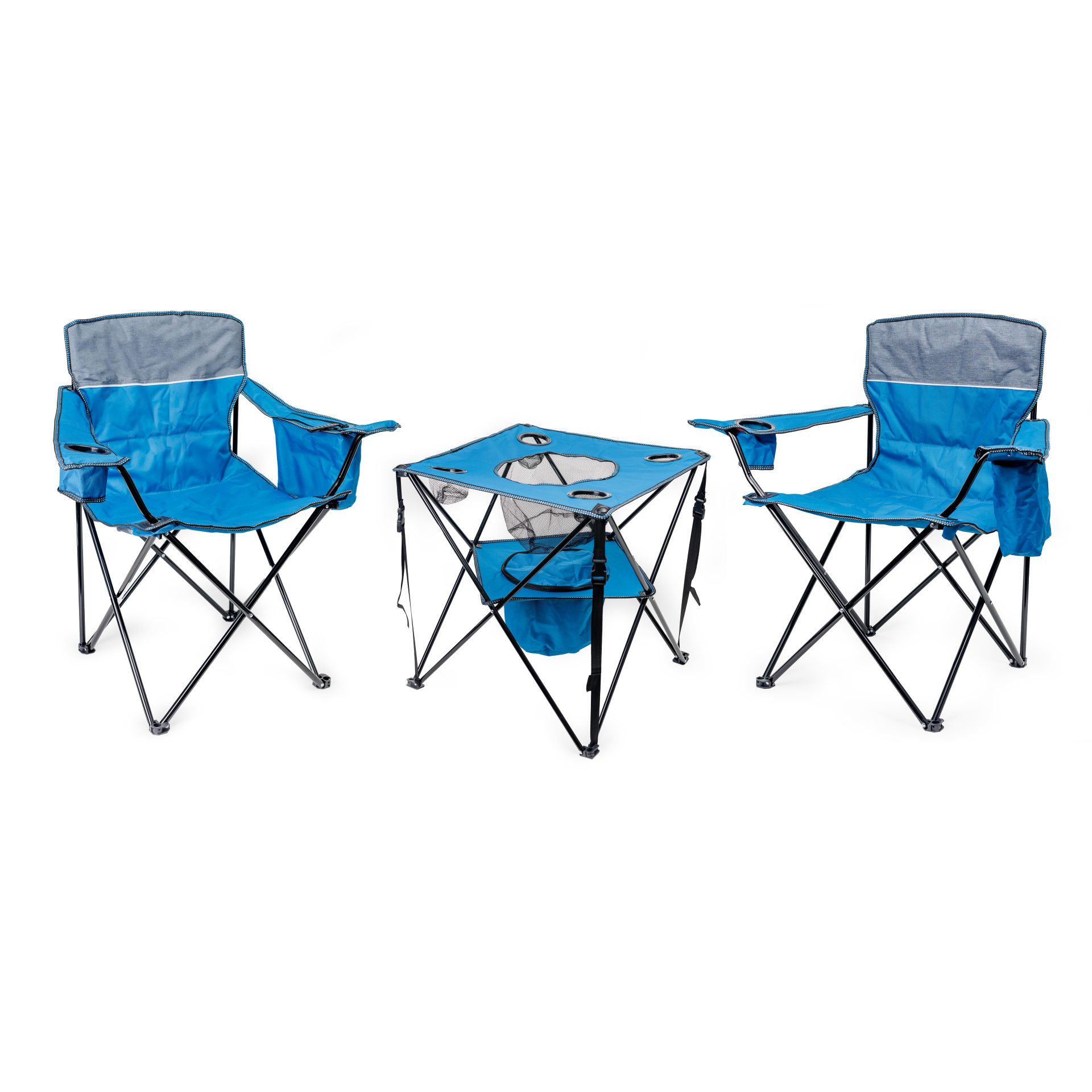 Platinet Campingstuhl 3er Pack Campingstuhl Set faltbare Stühle & Tisch für Outdoor (3 St)